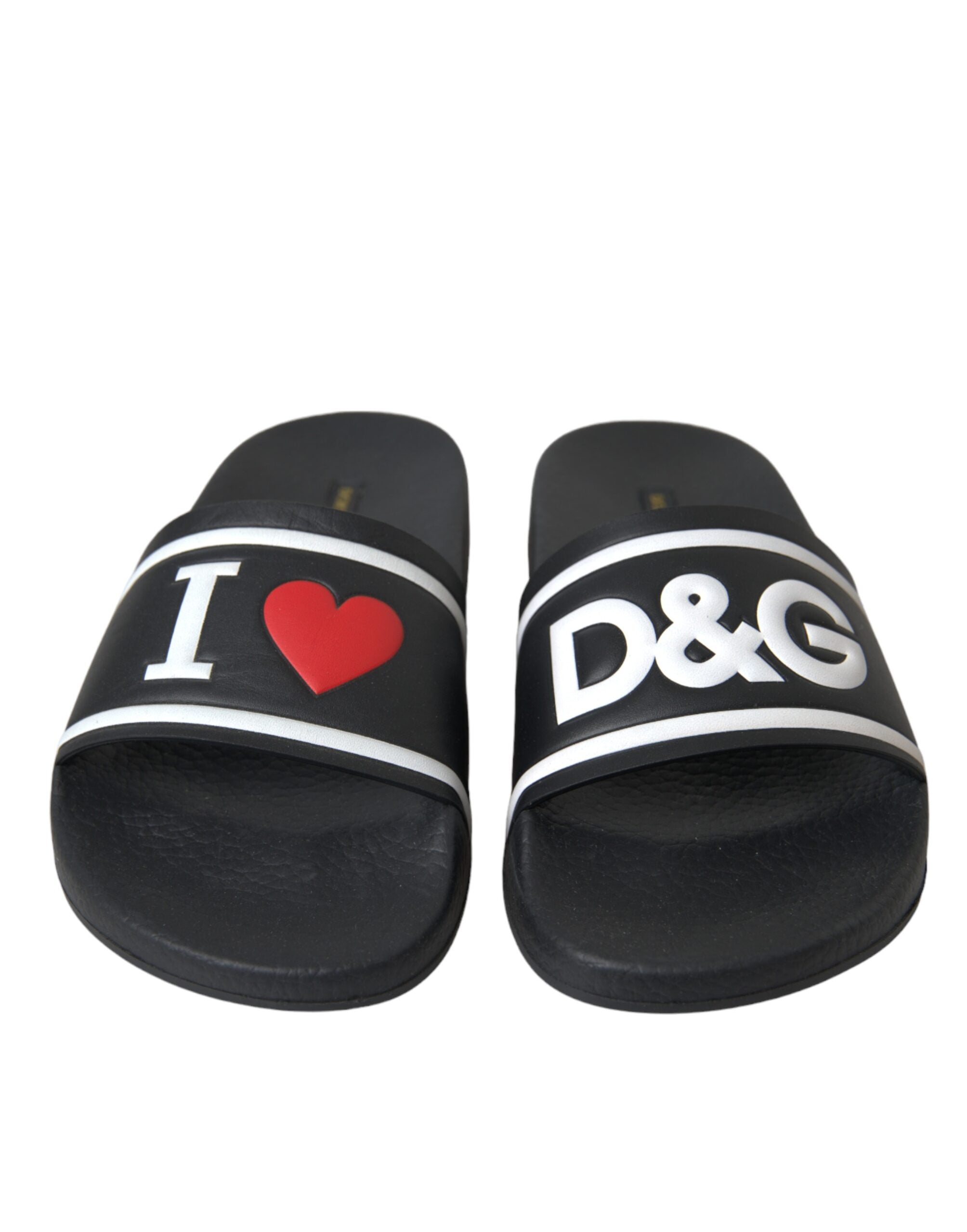 Dolce &amp; Gabbana Черни кожени I Love D&amp;G Sandals Slides Shoes