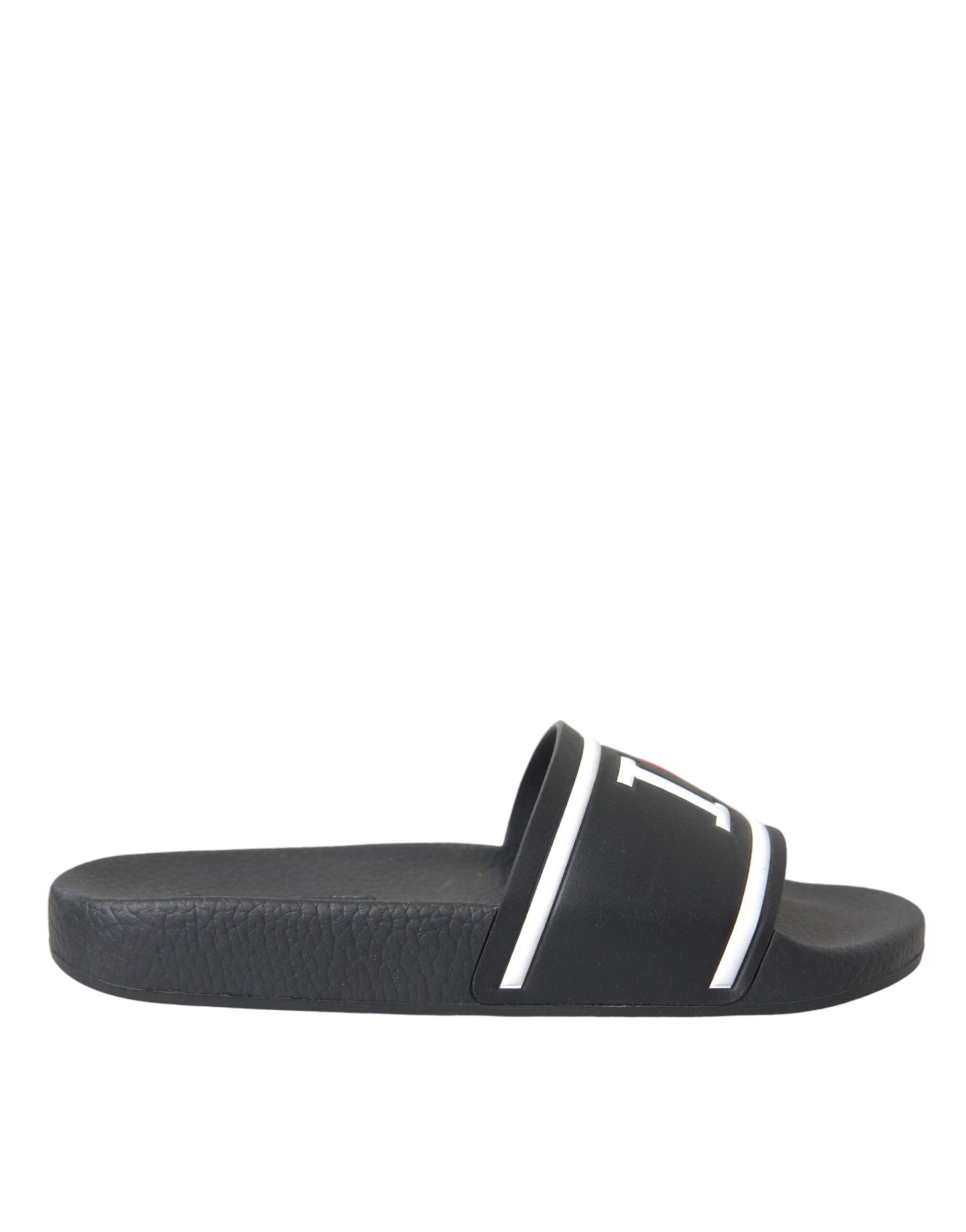Dolce &amp; Gabbana Черни кожени I Love D&amp;G Sandals Slides Shoes