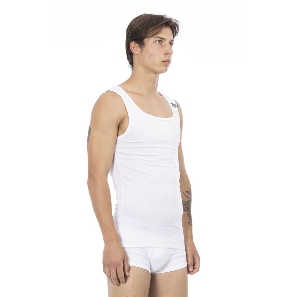 Бял памучен мъжки потник Bikkembergs