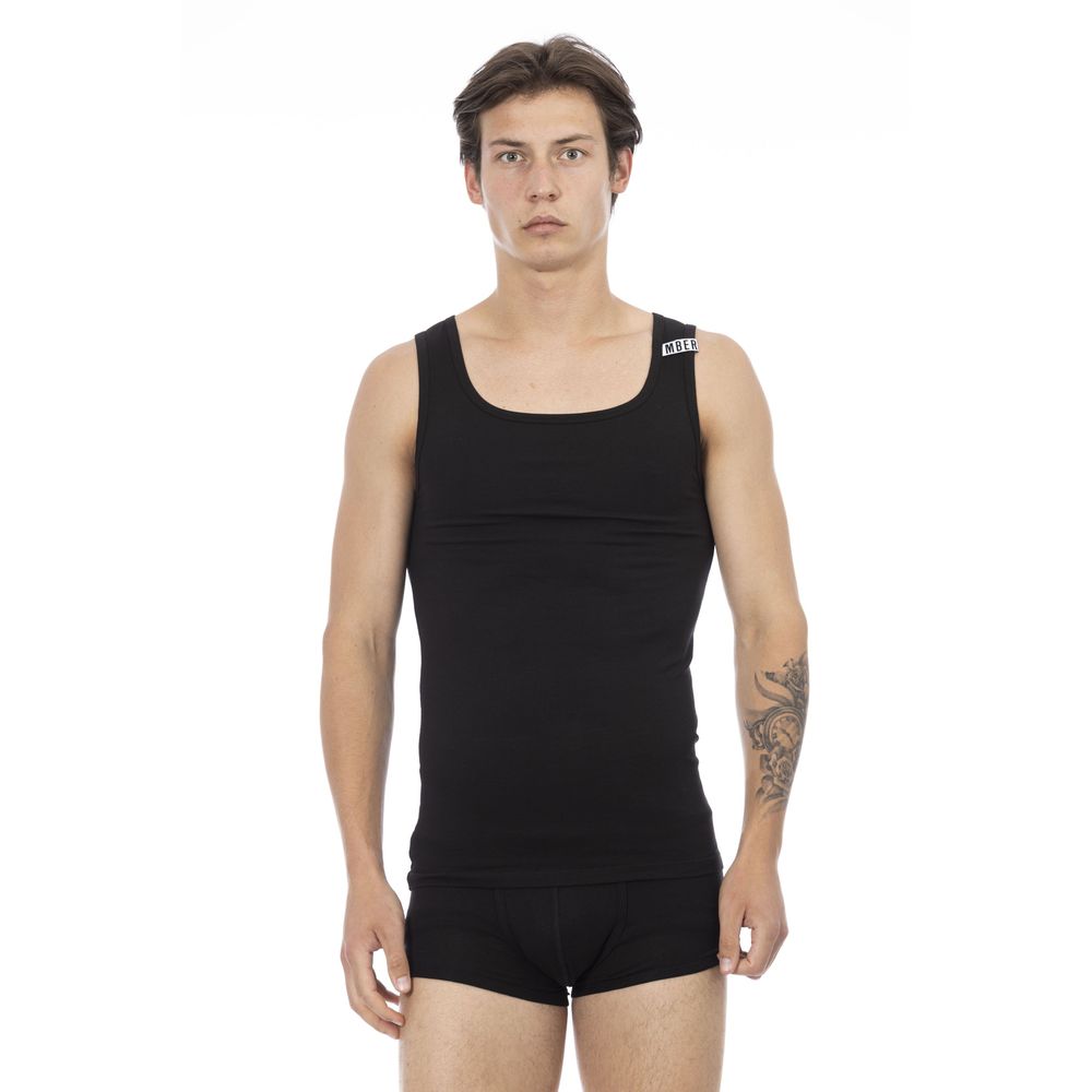 Черен памучен мъжки потник Bikkembergs