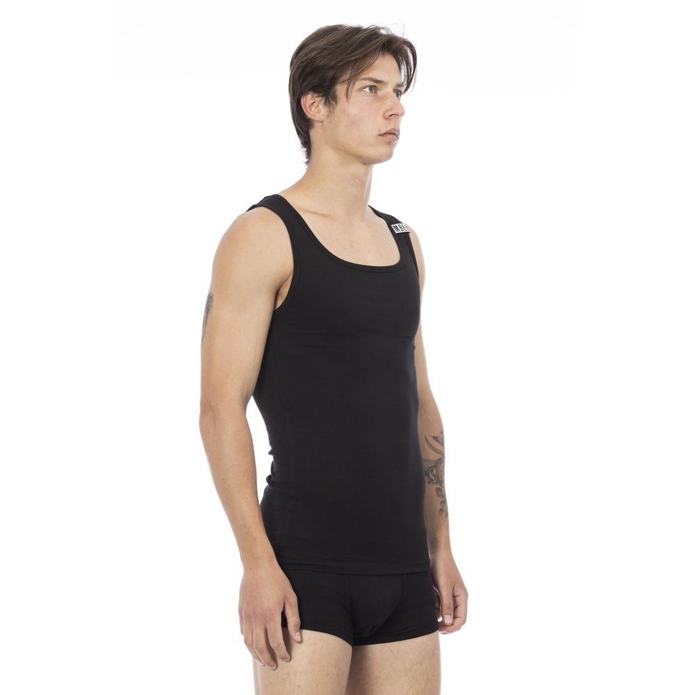 Черен памучен мъжки потник Bikkembergs