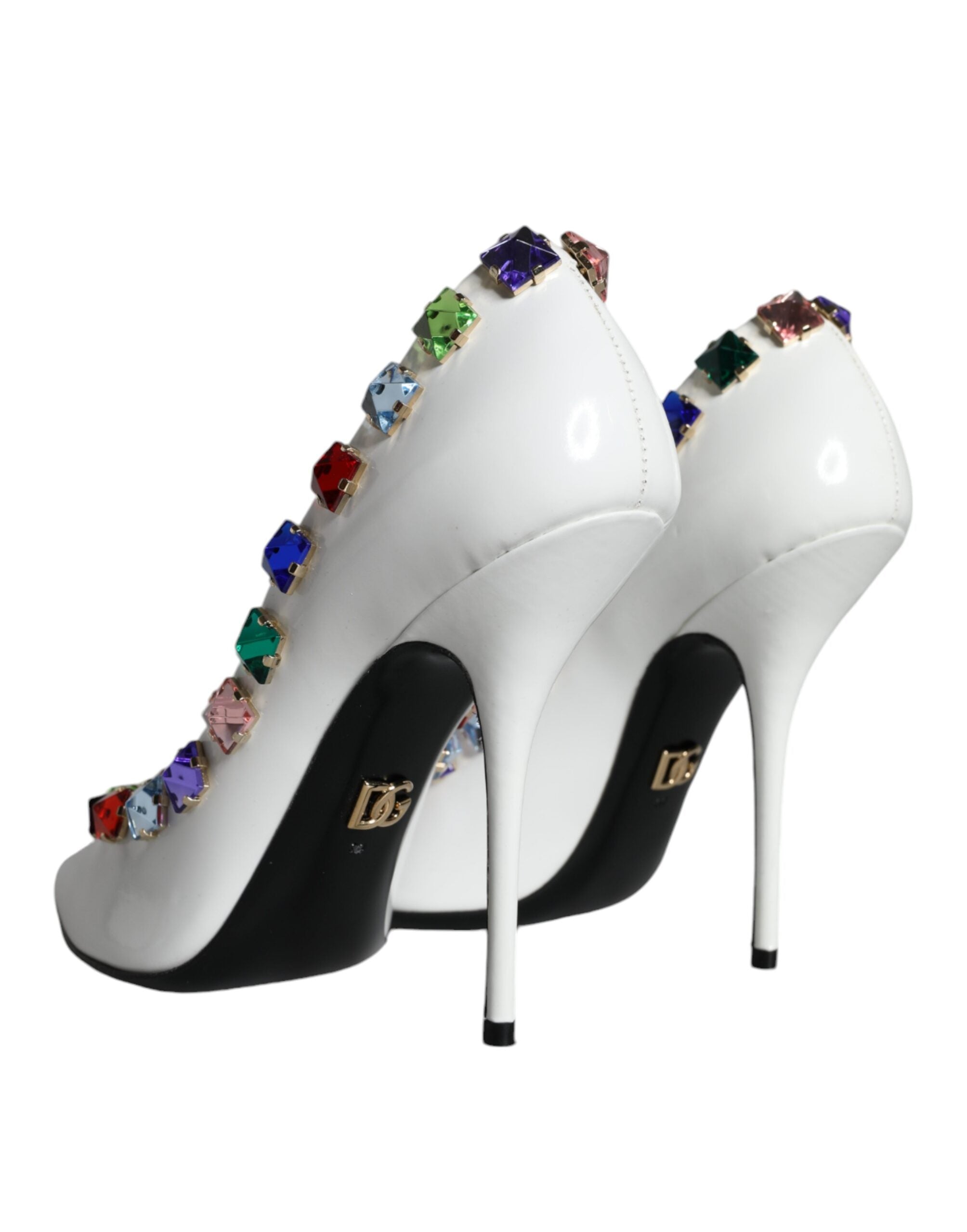 Dolce &amp; Gabbana Бели кристали Кожени обувки с високи токчета Помпи