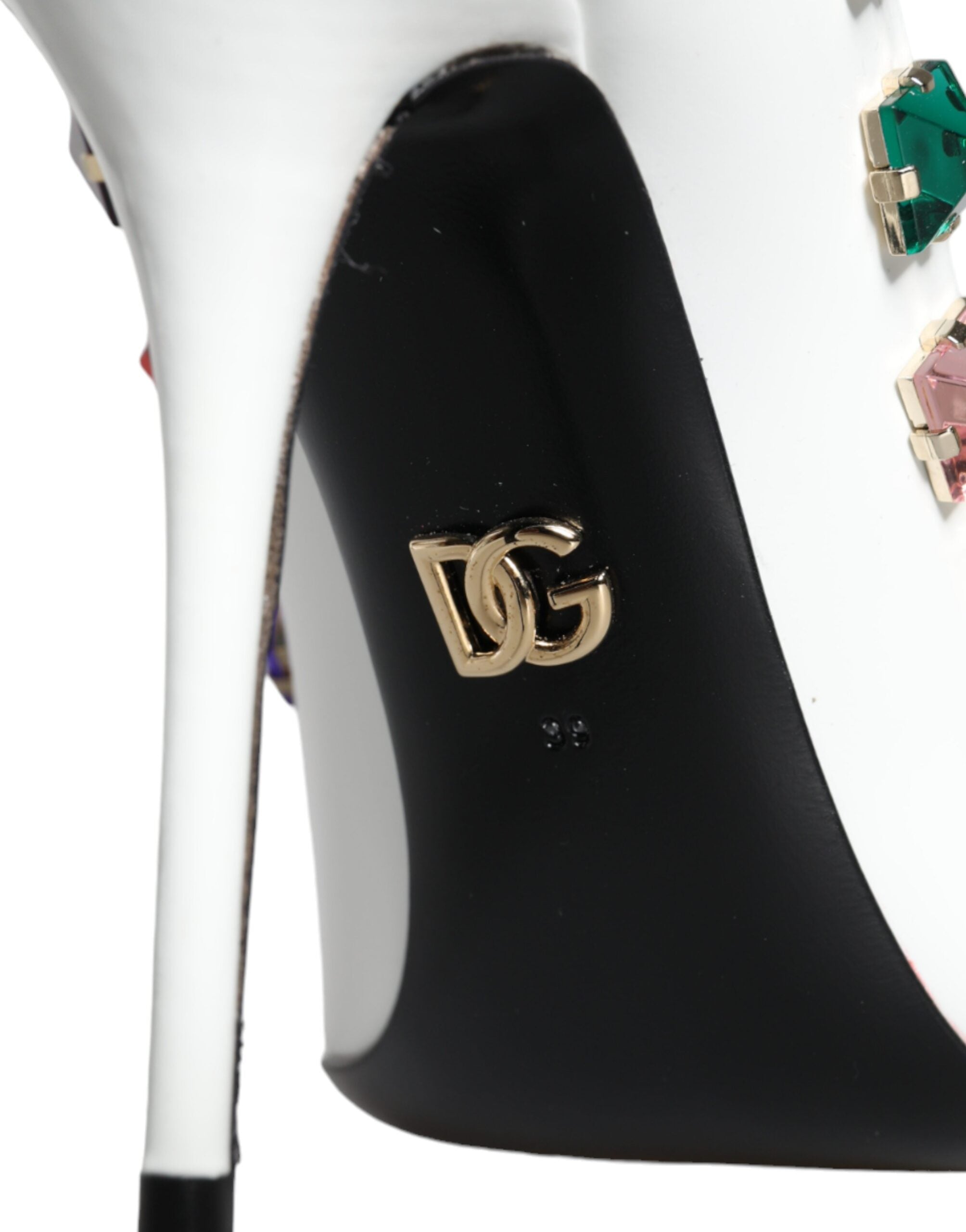 Dolce &amp; Gabbana Бели кристали Кожени обувки с високи токчета Помпи