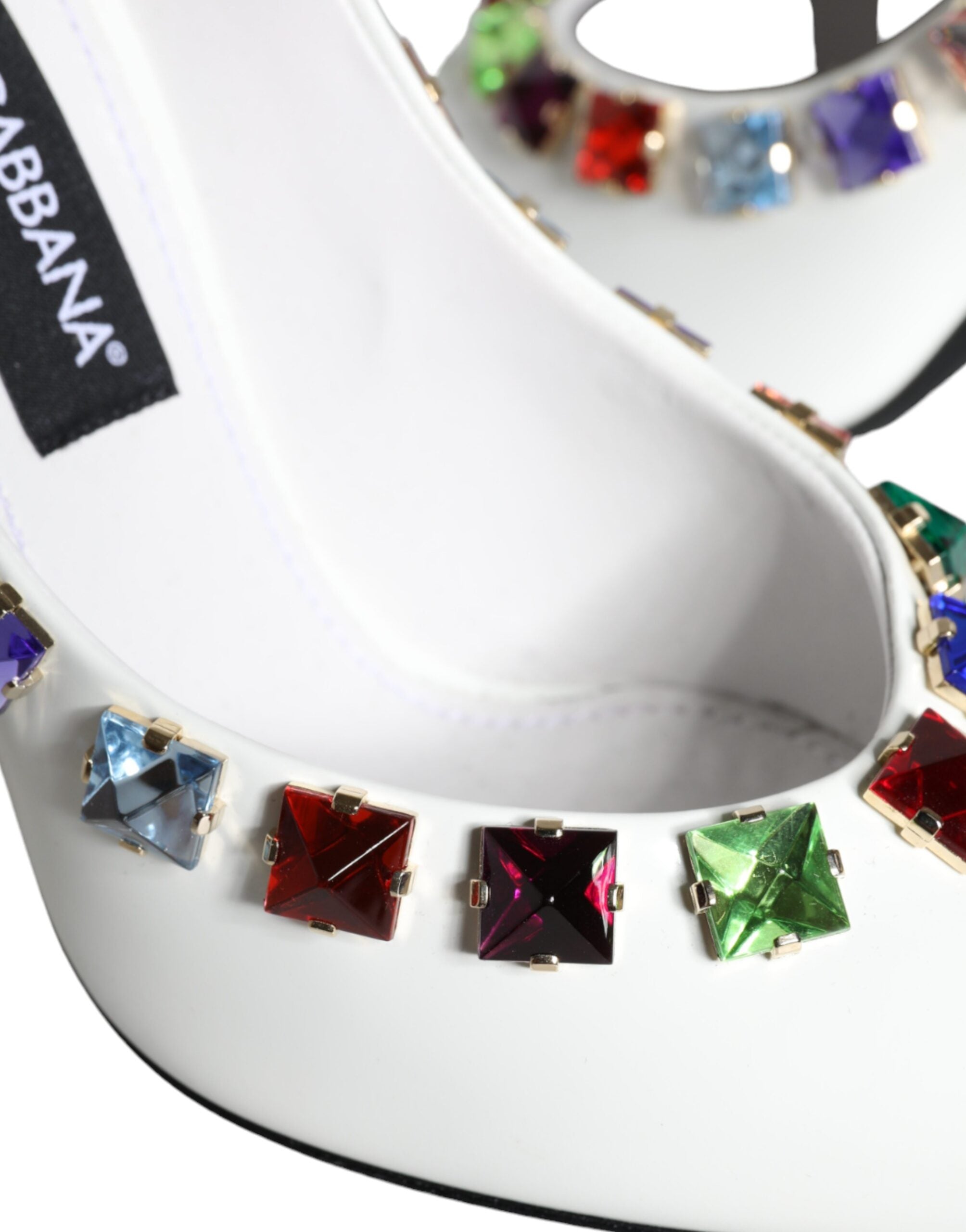Dolce &amp; Gabbana Бели кристали Кожени обувки с високи токчета Помпи