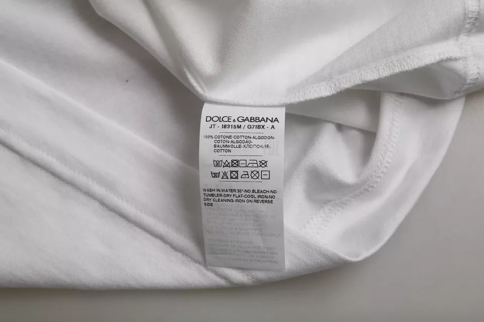 Бяла памучна тениска с кръгло деколте и къси ръкави Dolce &amp; Gabbana