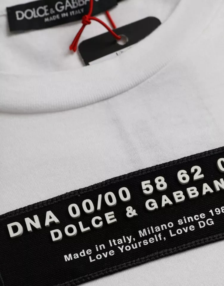 Мъжка ежедневна тениска Dolce &amp; Gabbana от бял памук DG с апликации