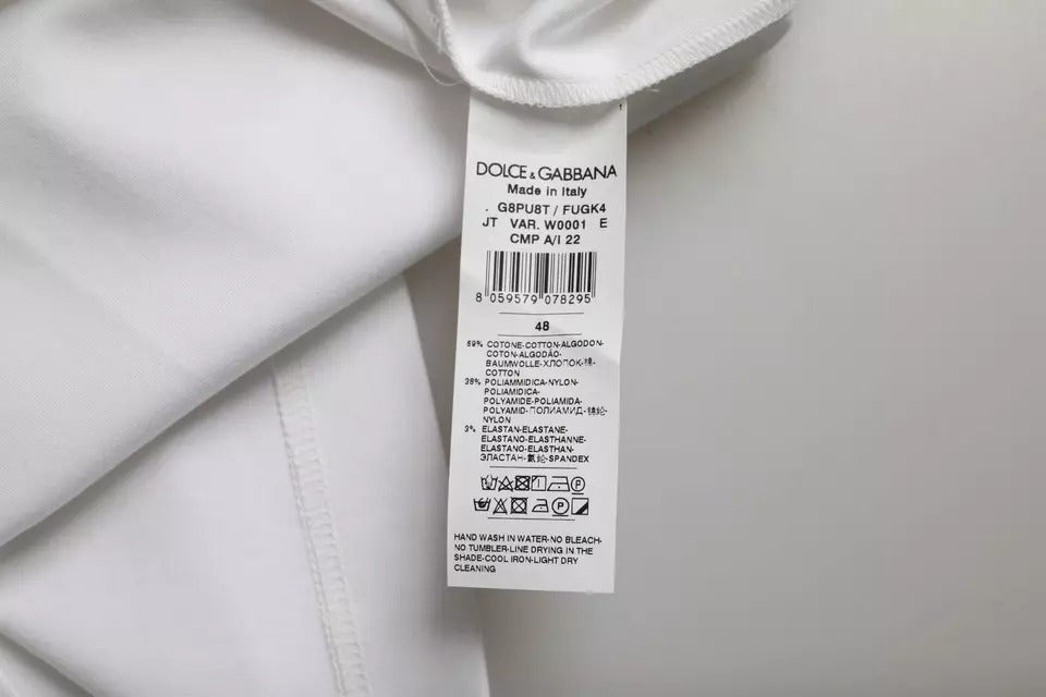 Бяла памучна тениска с кръгло деколте и къс ръкав Dolce &amp; Gabbana
