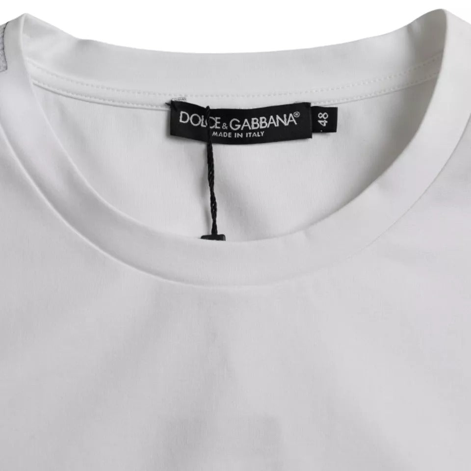 Бяла памучна тениска с кръгло деколте и къс ръкав Dolce &amp; Gabbana