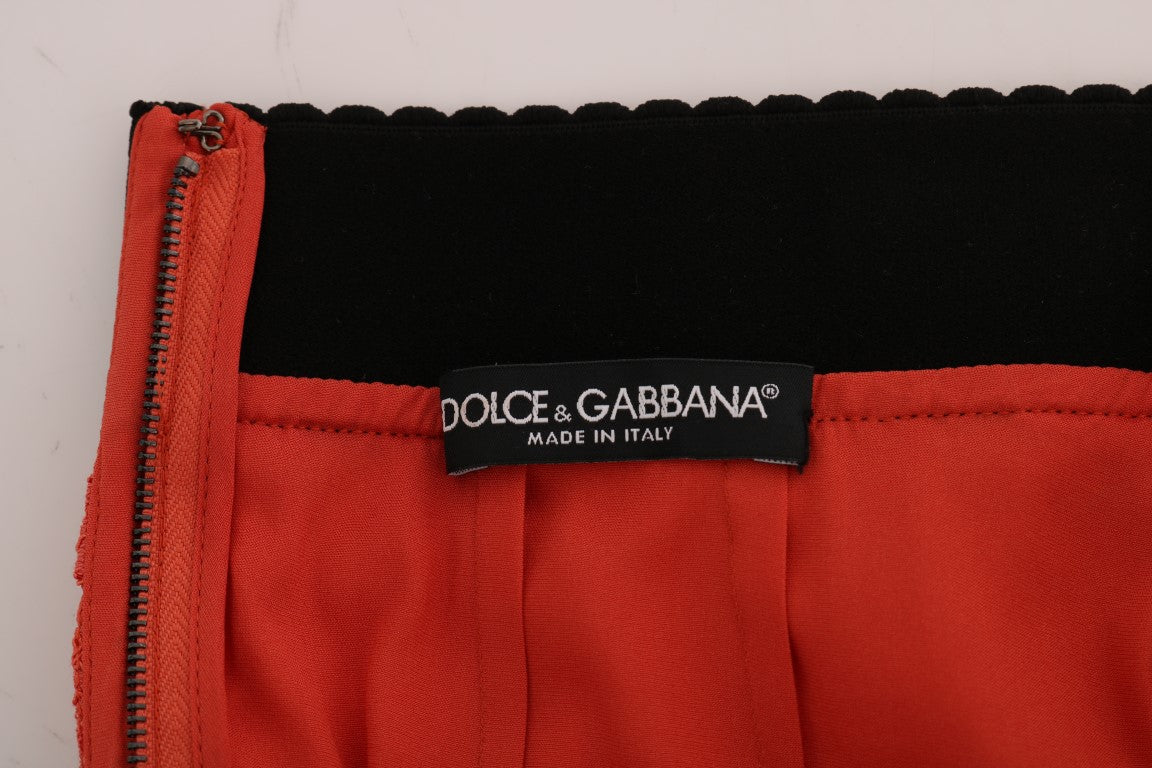 Dolce &amp; Gabbana Оранжева макрамена дантелена пола молив