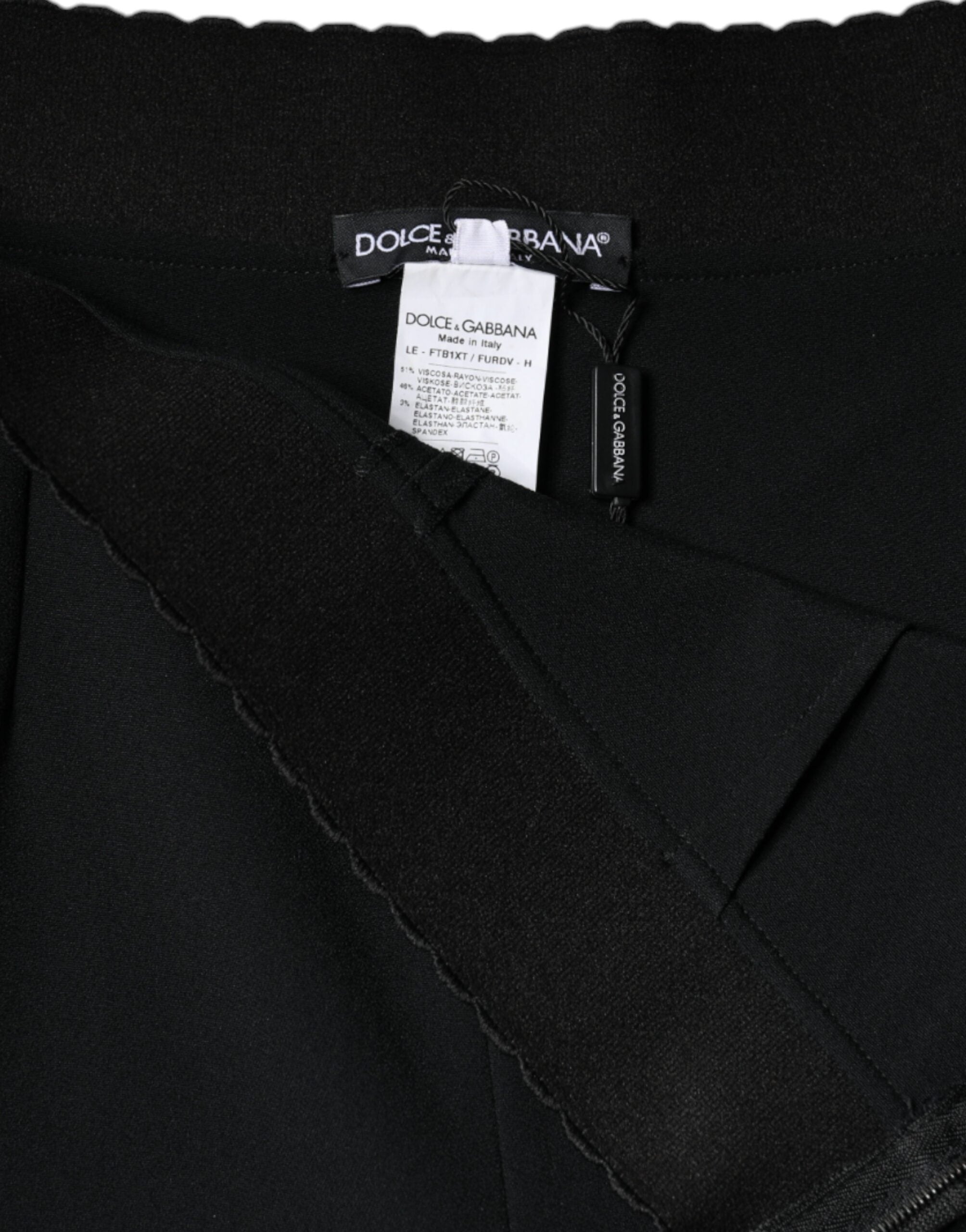 Dolce &amp; Gabbana Черни стеснени панталони от вискоза с висока талия