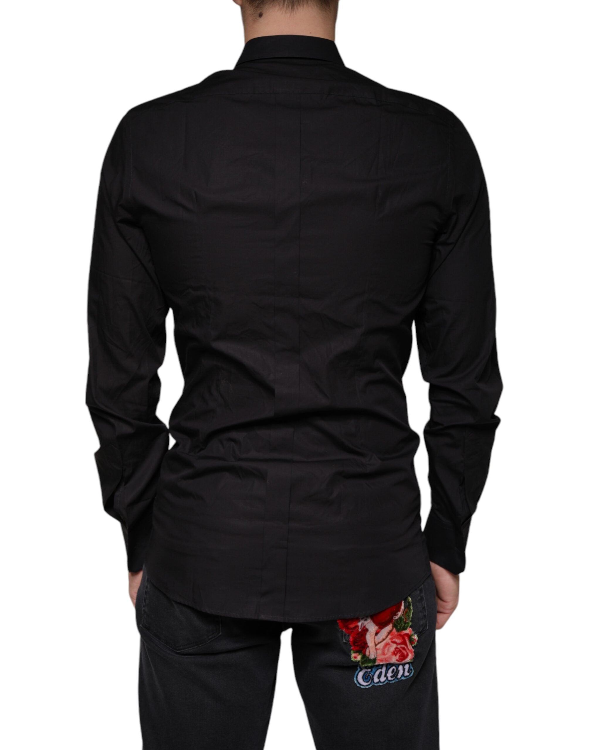 Риза Dolce &amp; Gabbana Black King Crown с бродирана златна рокля