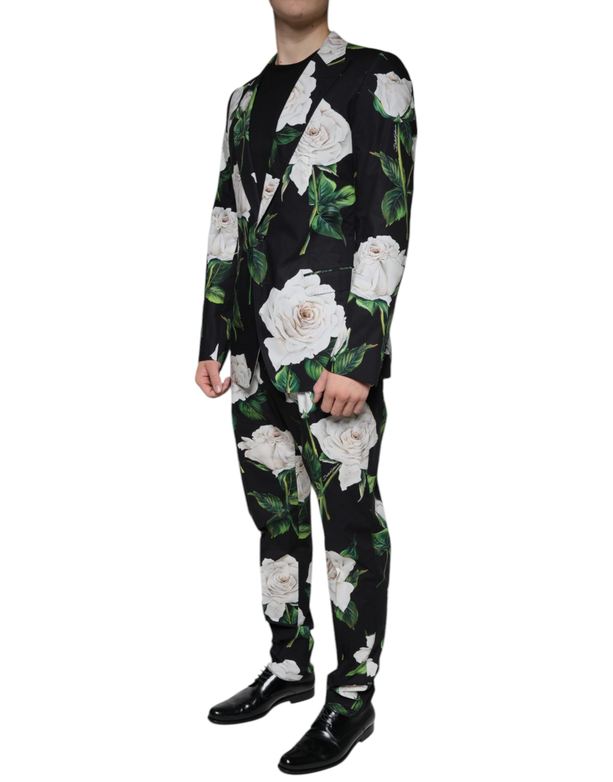 Официален мъжки костюм от 2 части Dolce &amp; Gabbana Black Rose Cotton