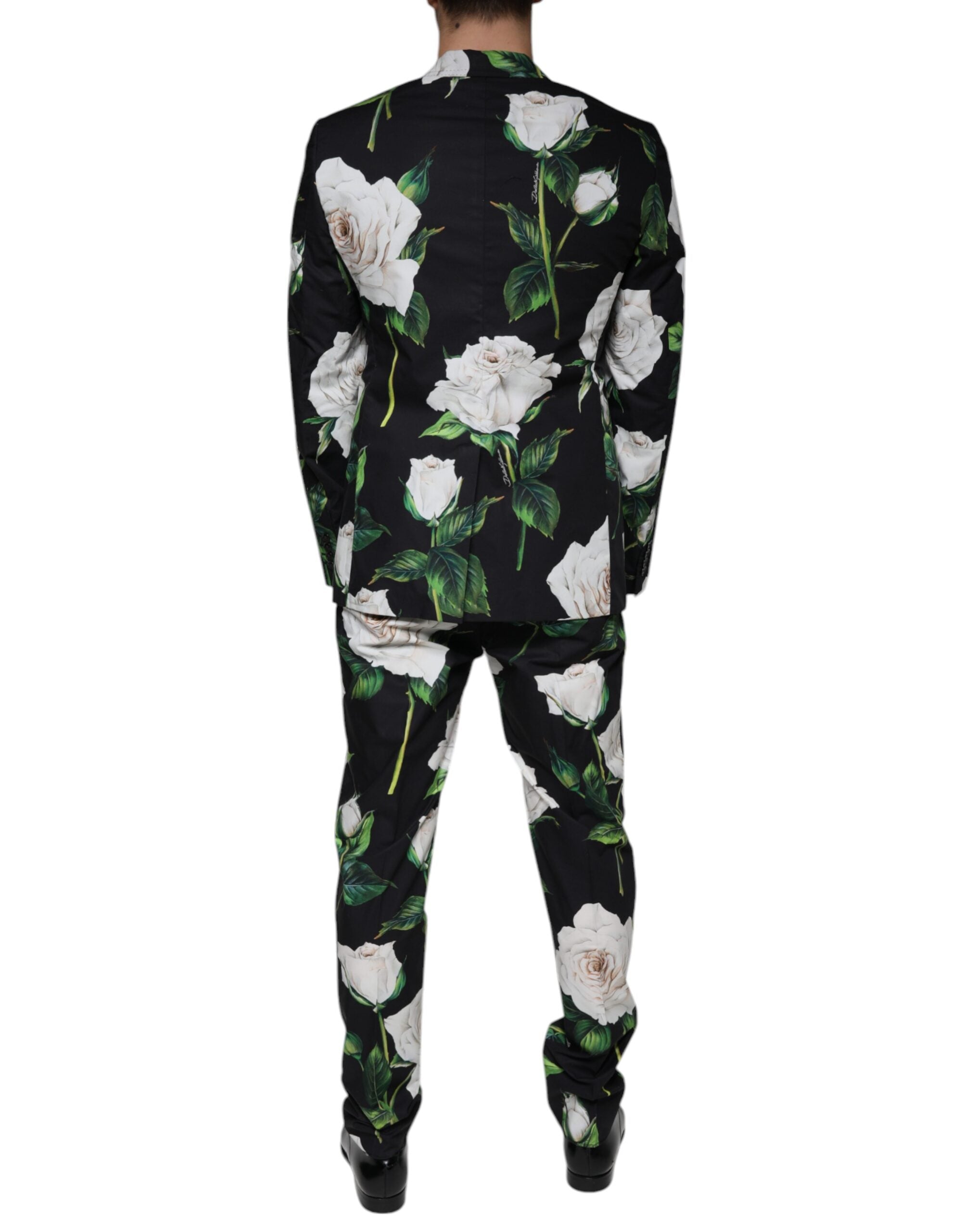 Официален мъжки костюм от 2 части Dolce &amp; Gabbana Black Rose Cotton