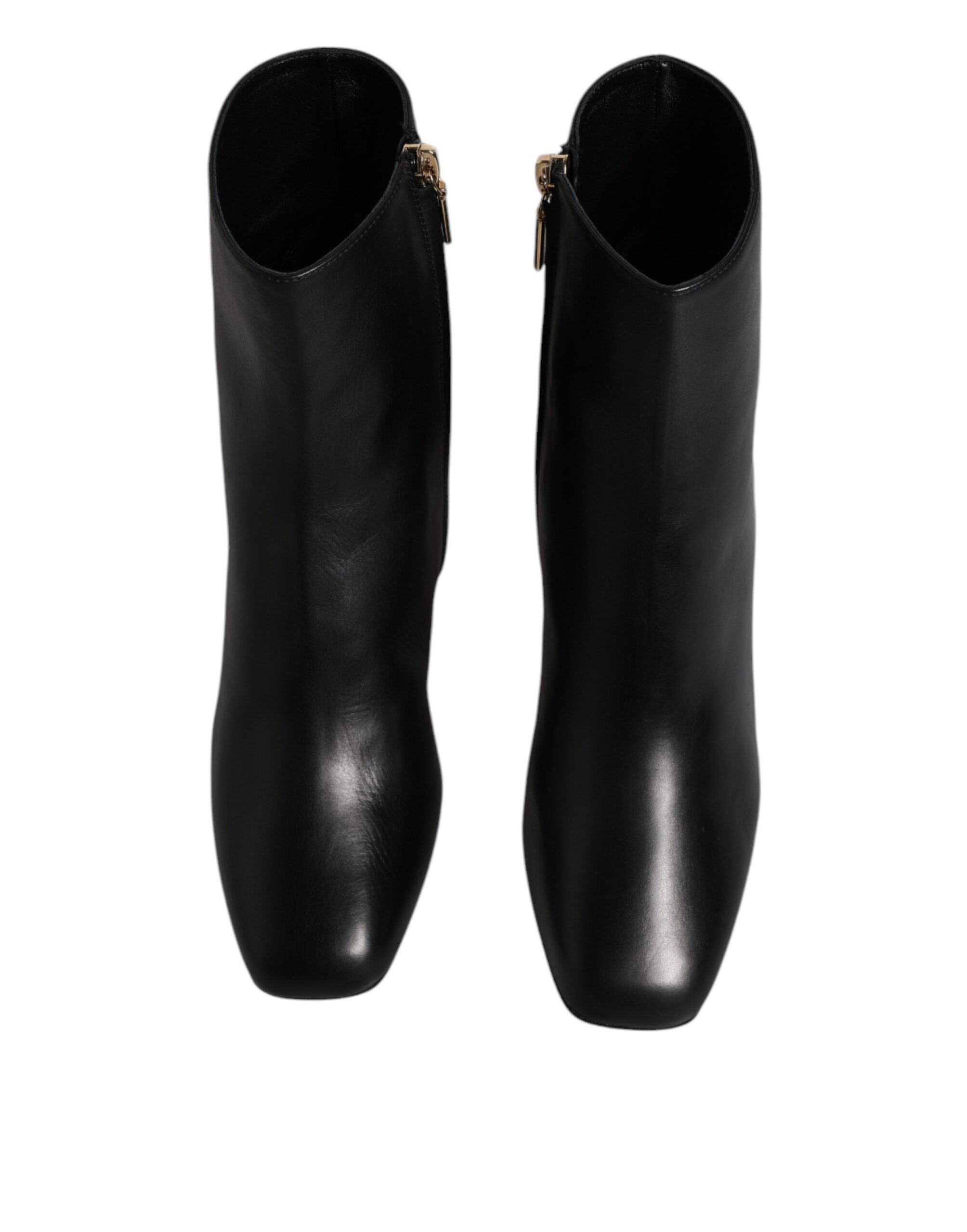 Dolce &amp; Gabbana Black Jackie кожени ботуши до средата на прасеца Обувки