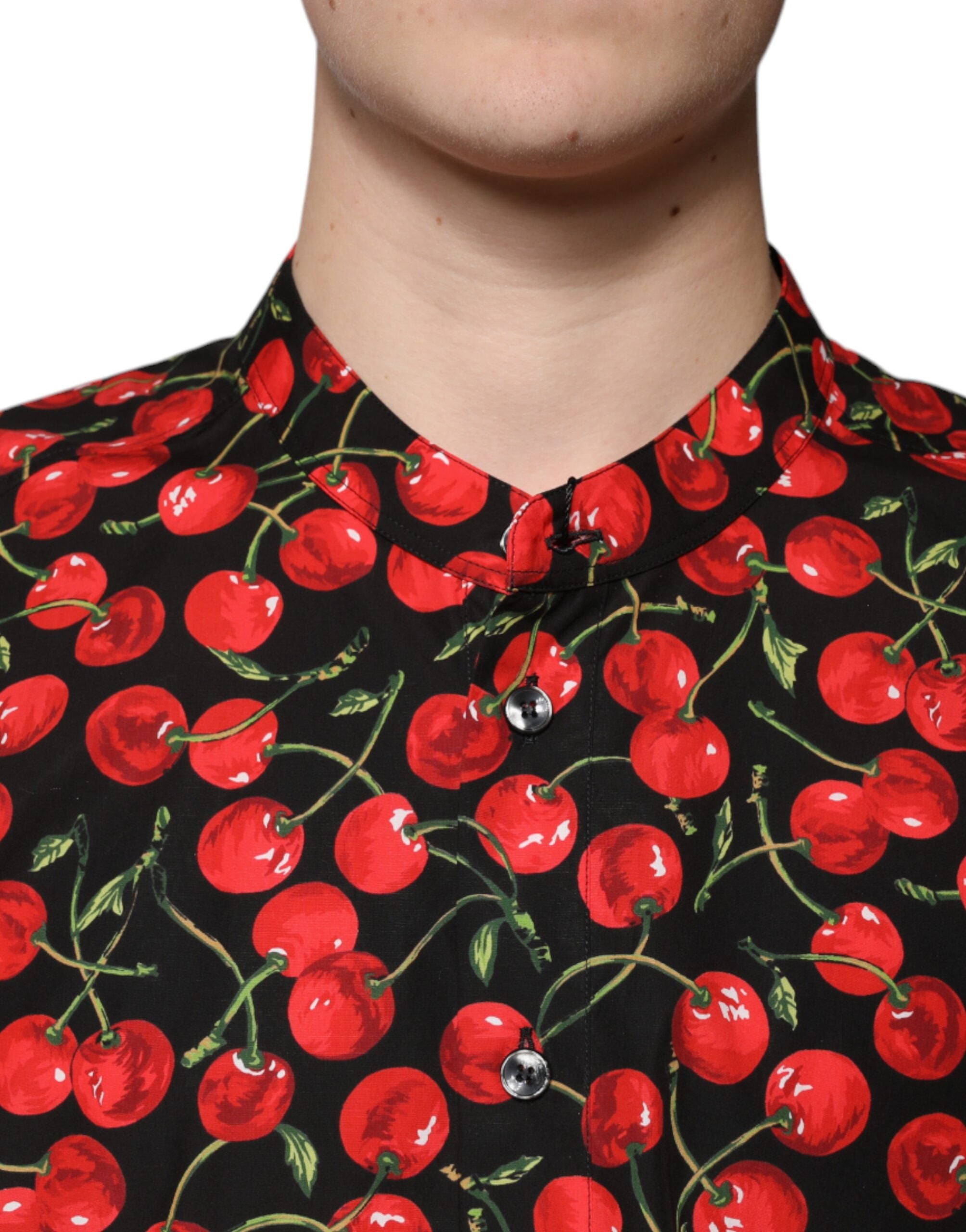 Ежедневна риза Dolce &amp; Gabbana с памучни копчета и черна череша