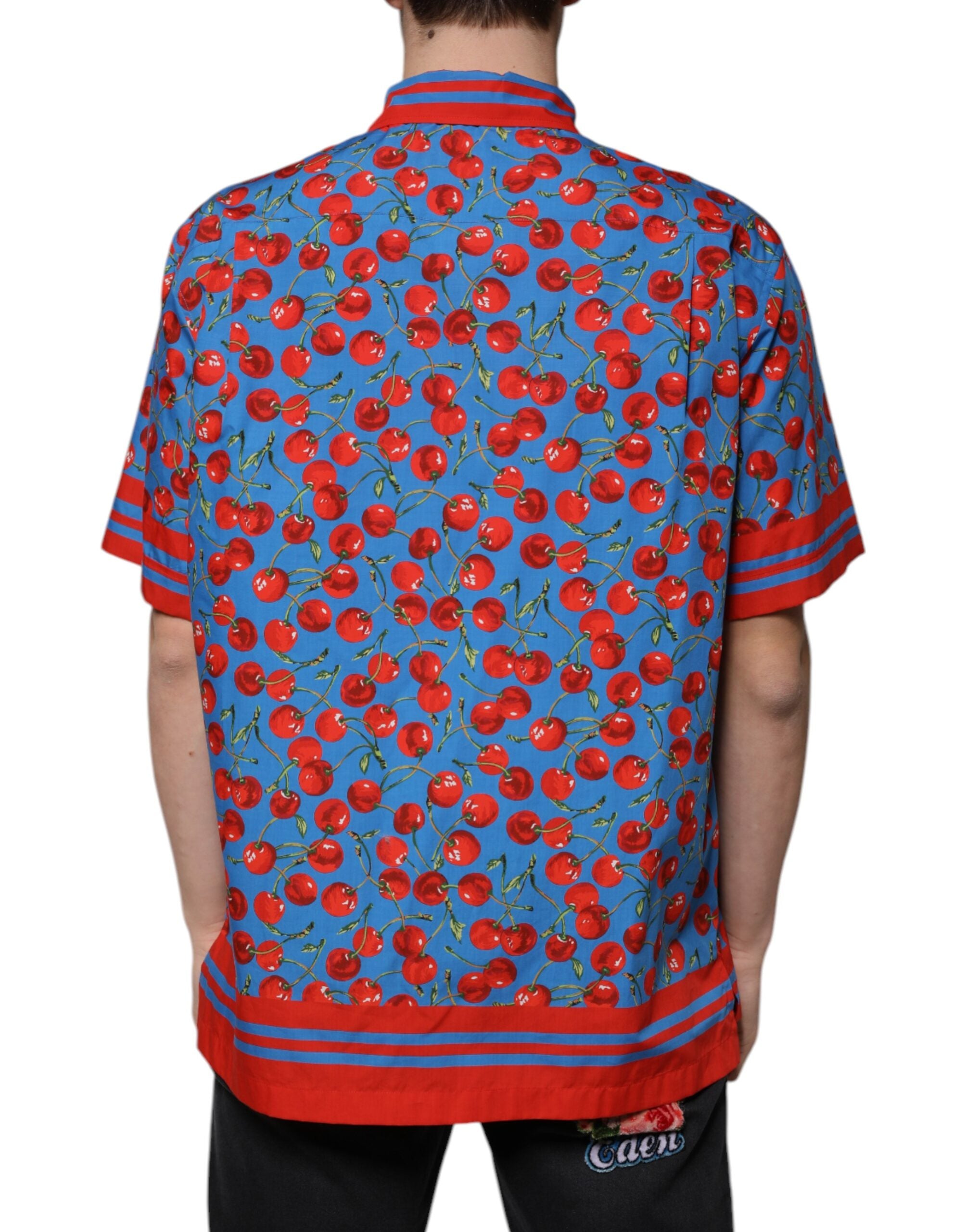 Dolce &amp; Gabbana Blue Cherry памучна ежедневна риза с копчета