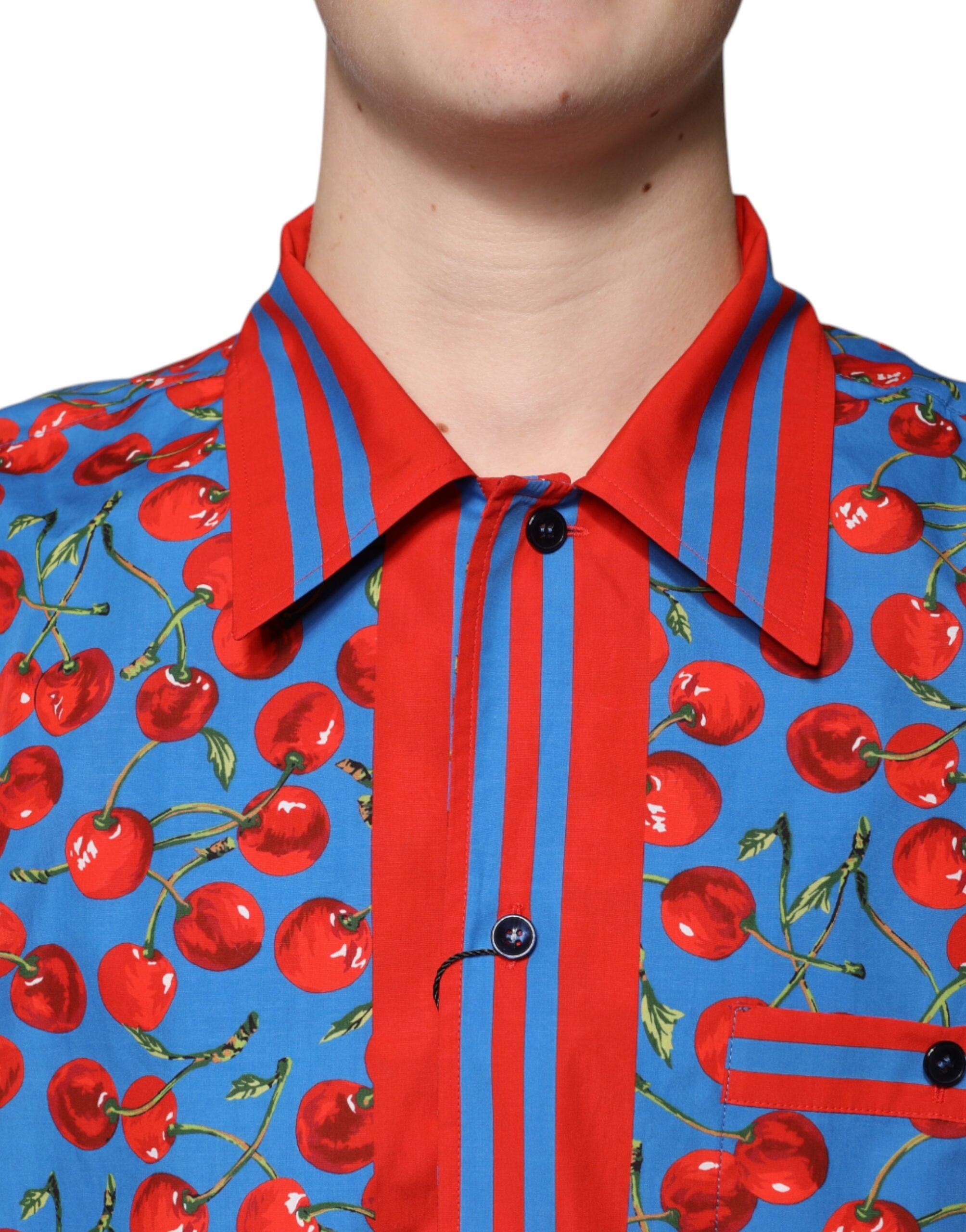 Dolce &amp; Gabbana Blue Cherry памучна ежедневна риза с копчета