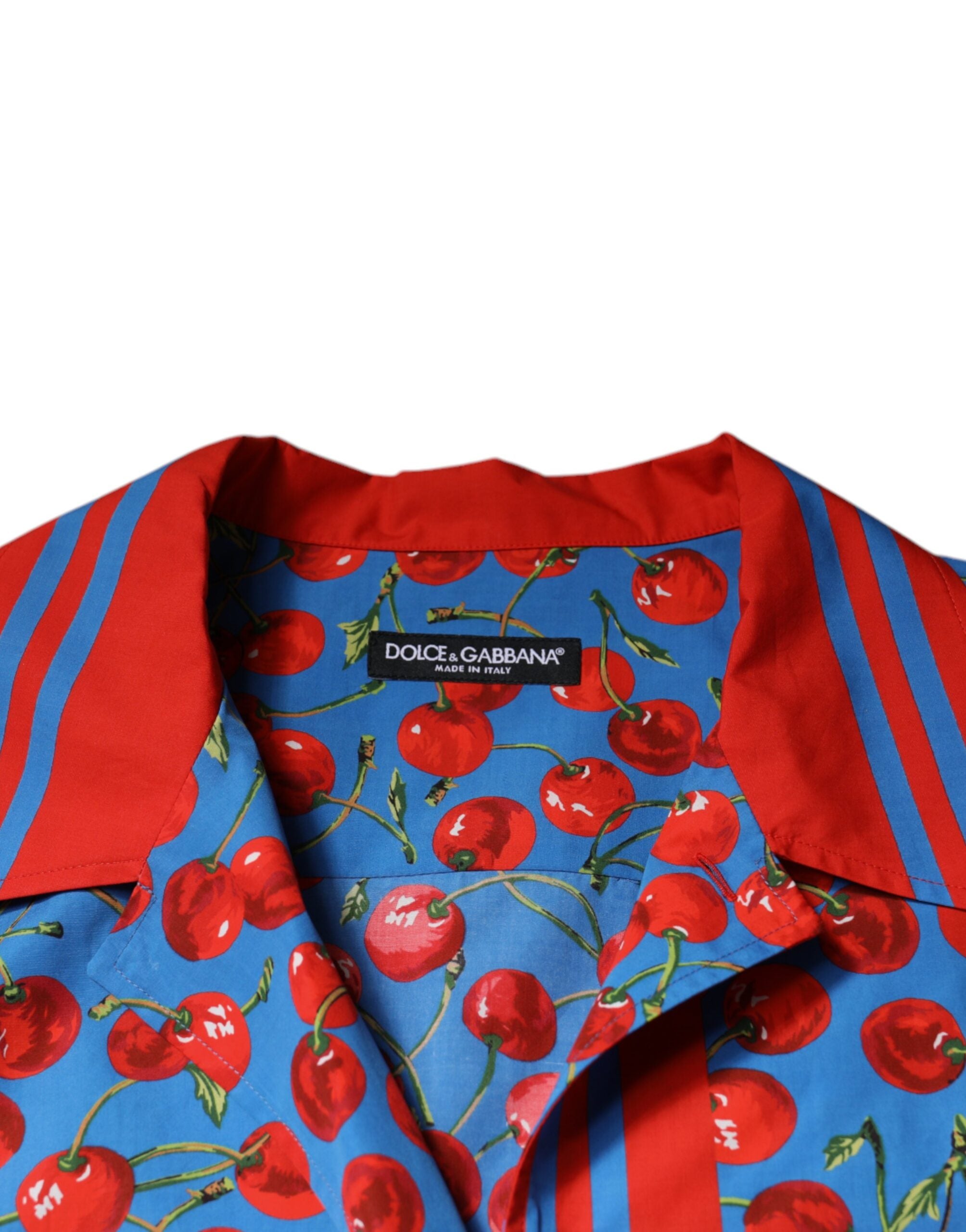 Dolce &amp; Gabbana Blue Cherry памучна ежедневна риза с копчета