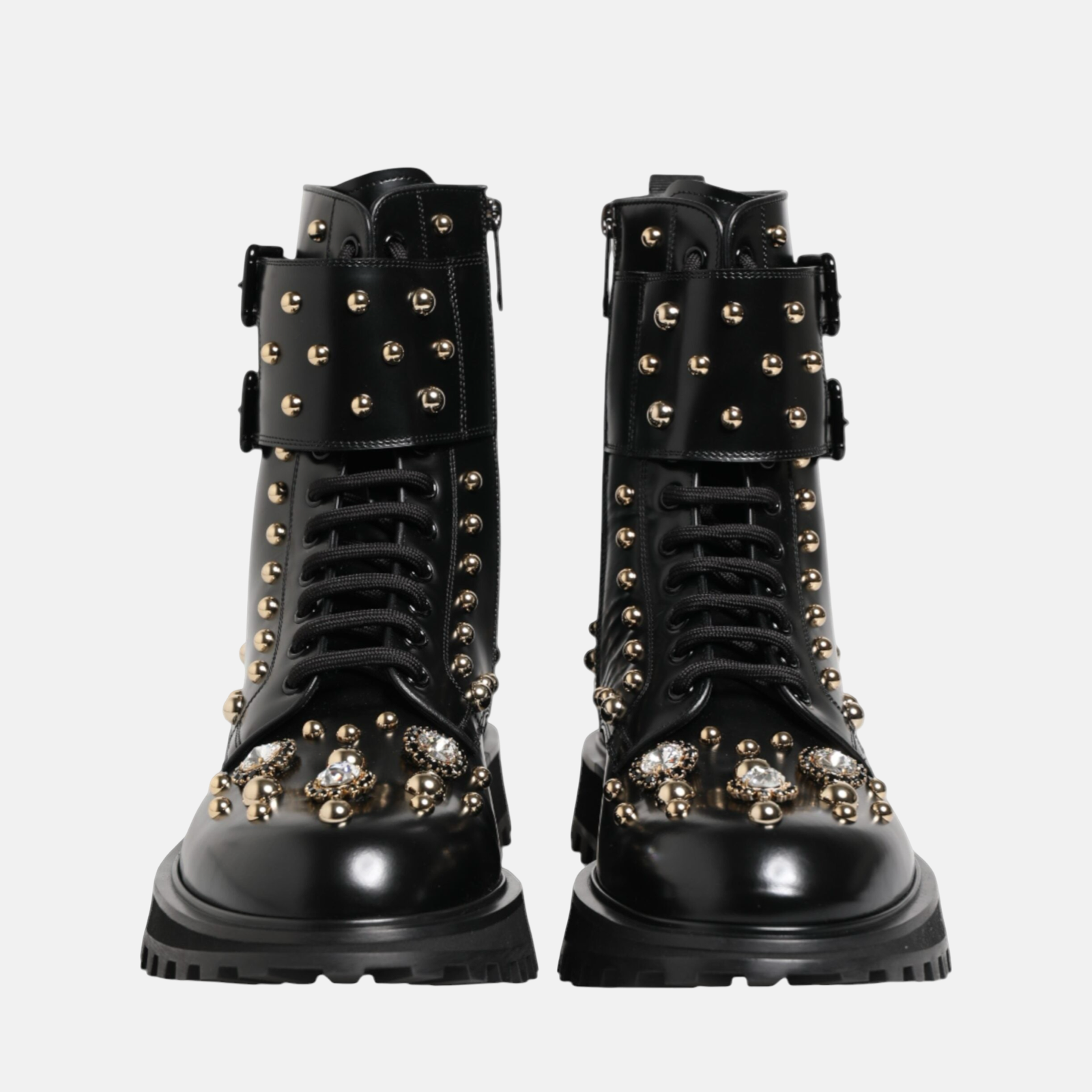 Dolce & Gabbana Studded Mid Calf Men Boots Front View