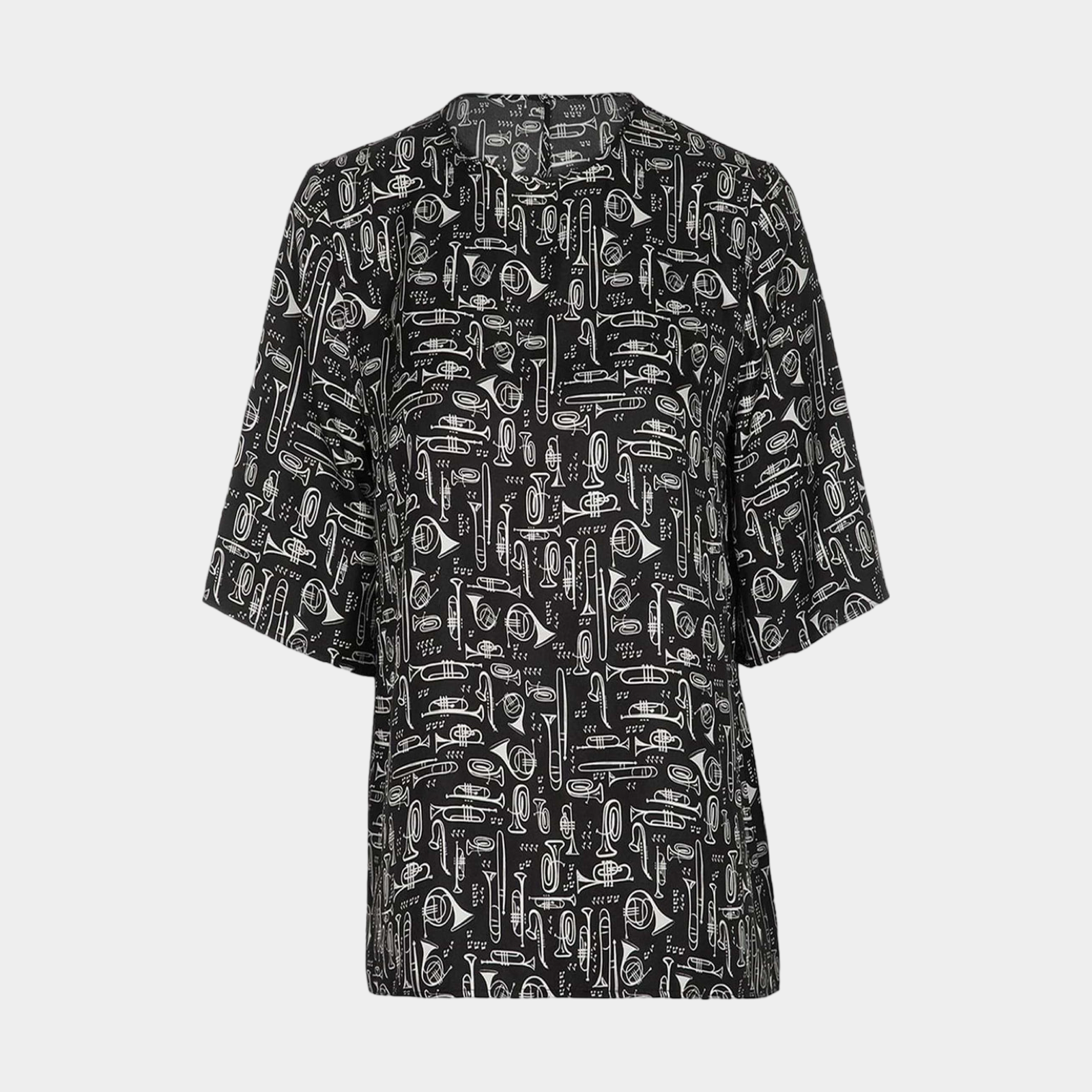 Dolce & Gabbana Trumpet Print Women Blouse F5H52T HS1ID HN607 Front View