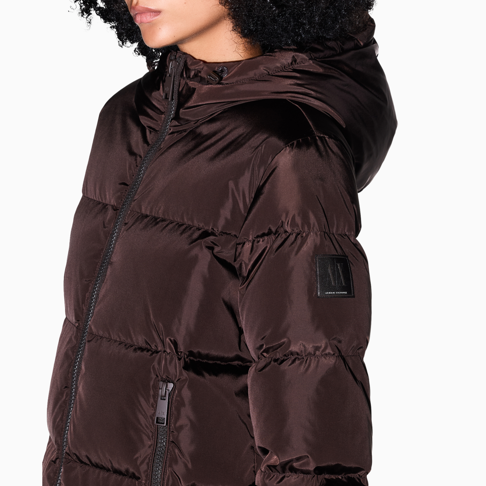 Дамско дълго кафяво яке Armani Exchange Women Long Puffer Jacket XW000251 AF12286 U6032 Close-Up