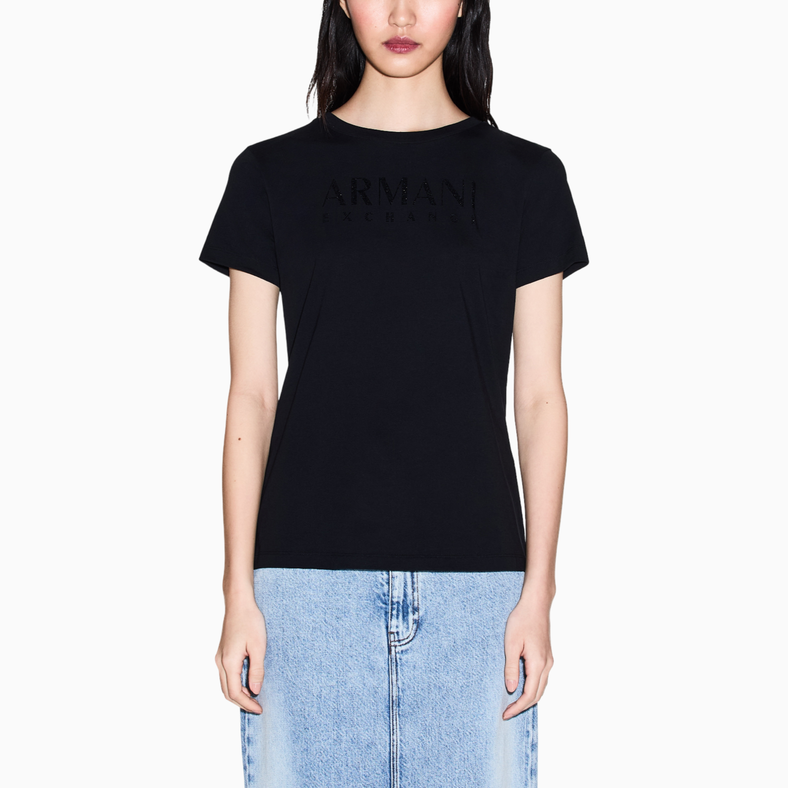 Дамска черна тениска Armani Exchange Women T-shirt XW002294 AF17172 UC001 Front View