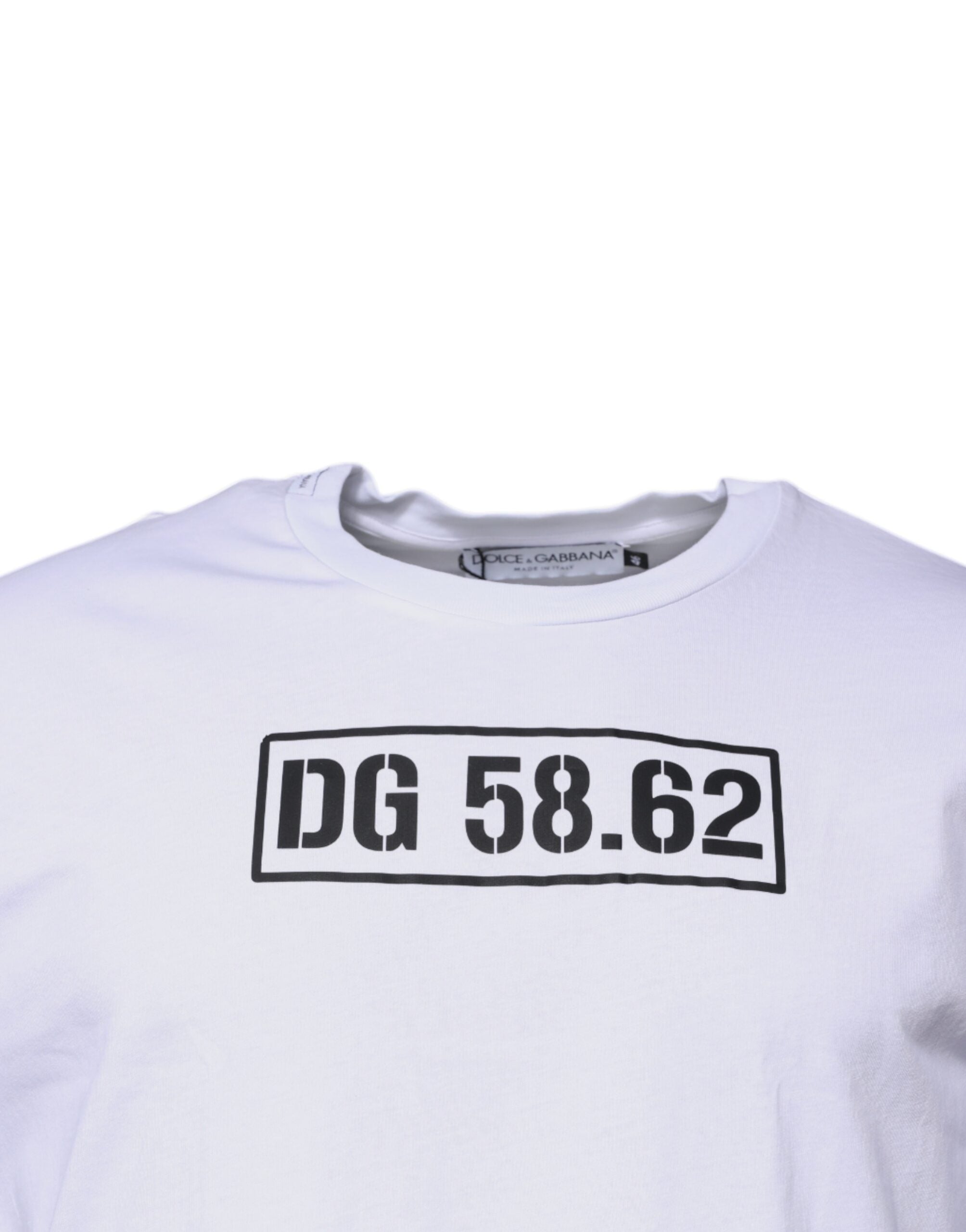 Dolce &amp; Gabbana Бяла памучна тениска с кръгло деколте с лого DG