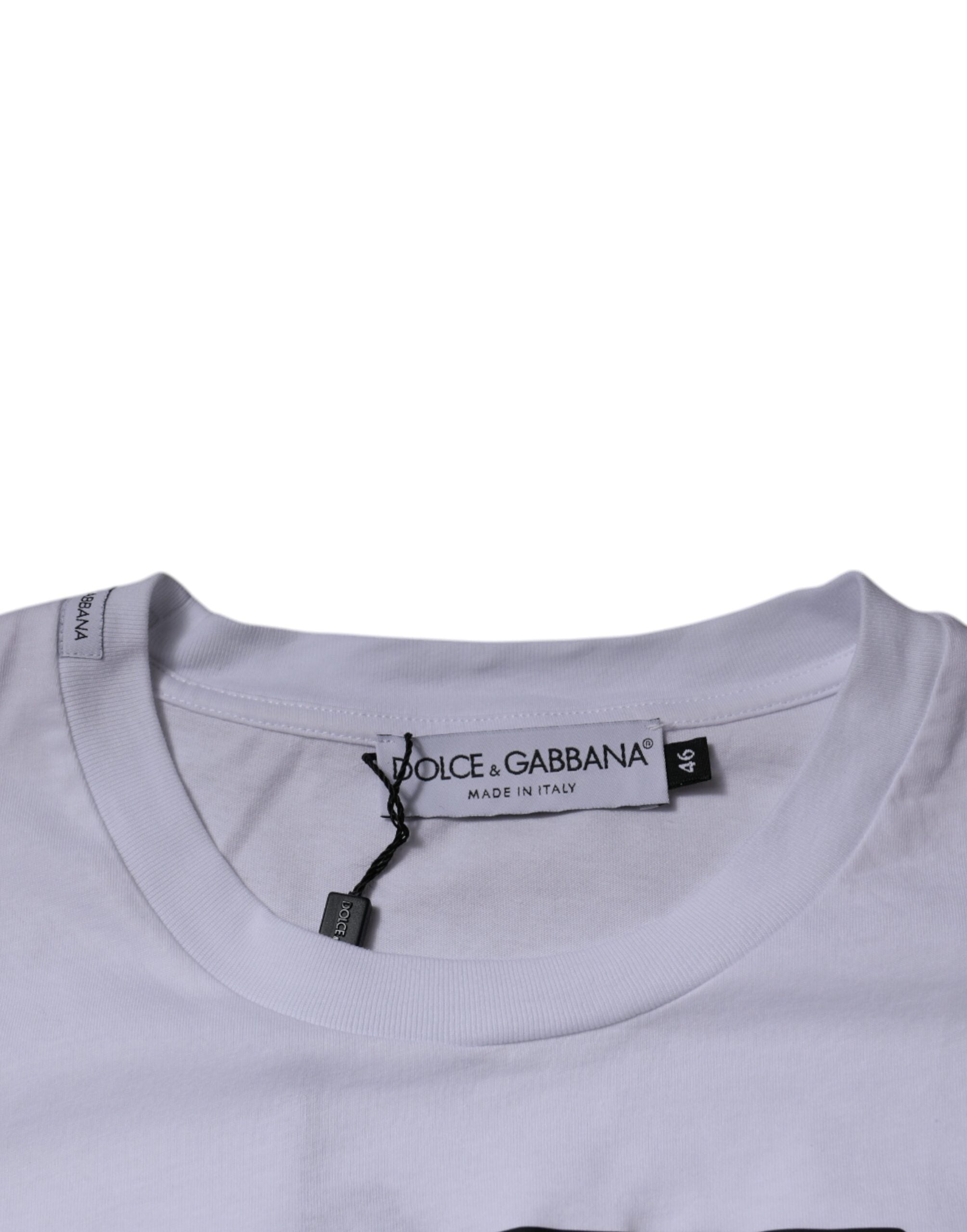 Dolce &amp; Gabbana Бяла памучна тениска с кръгло деколте с лого DG