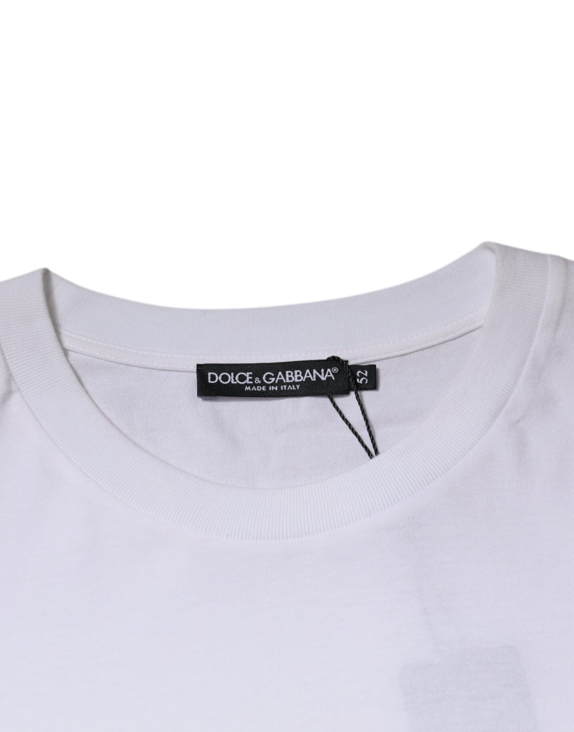 Бяла памучна тениска с кръгла яка Dolce &amp; Gabbana DG Milano