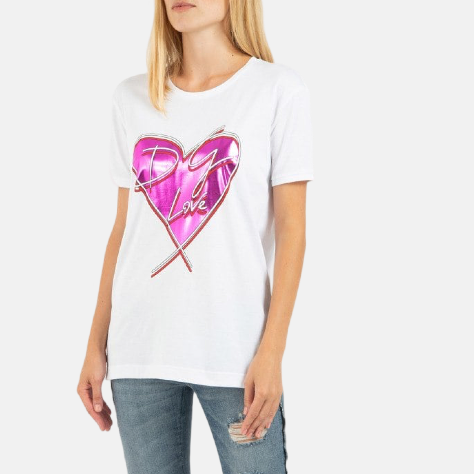 Дамска бяла тениска Dolce & Gabbana DG Love Women T-shirt