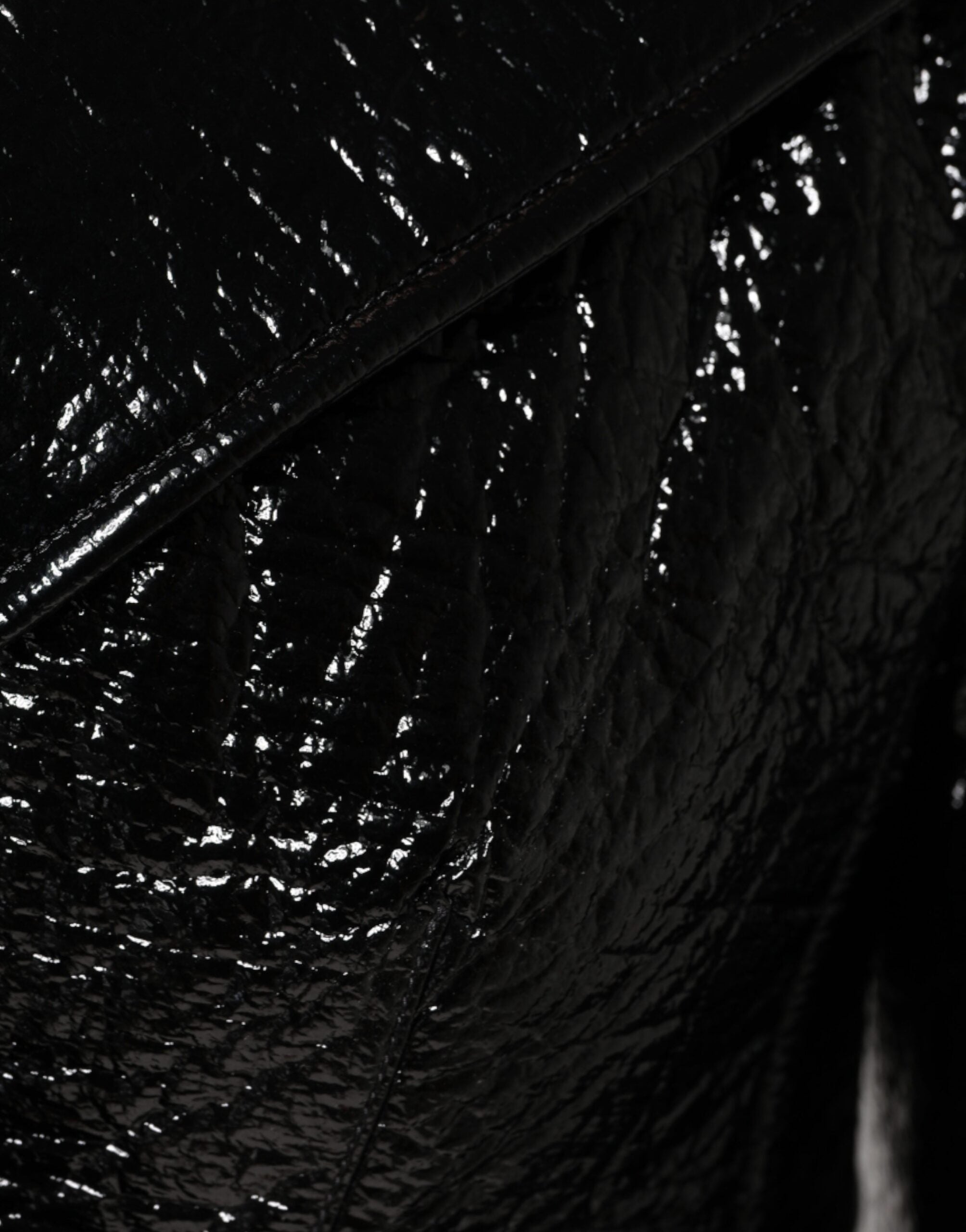 Черно кожено яке Dolce &amp; Gabbana с дълъг ръкав