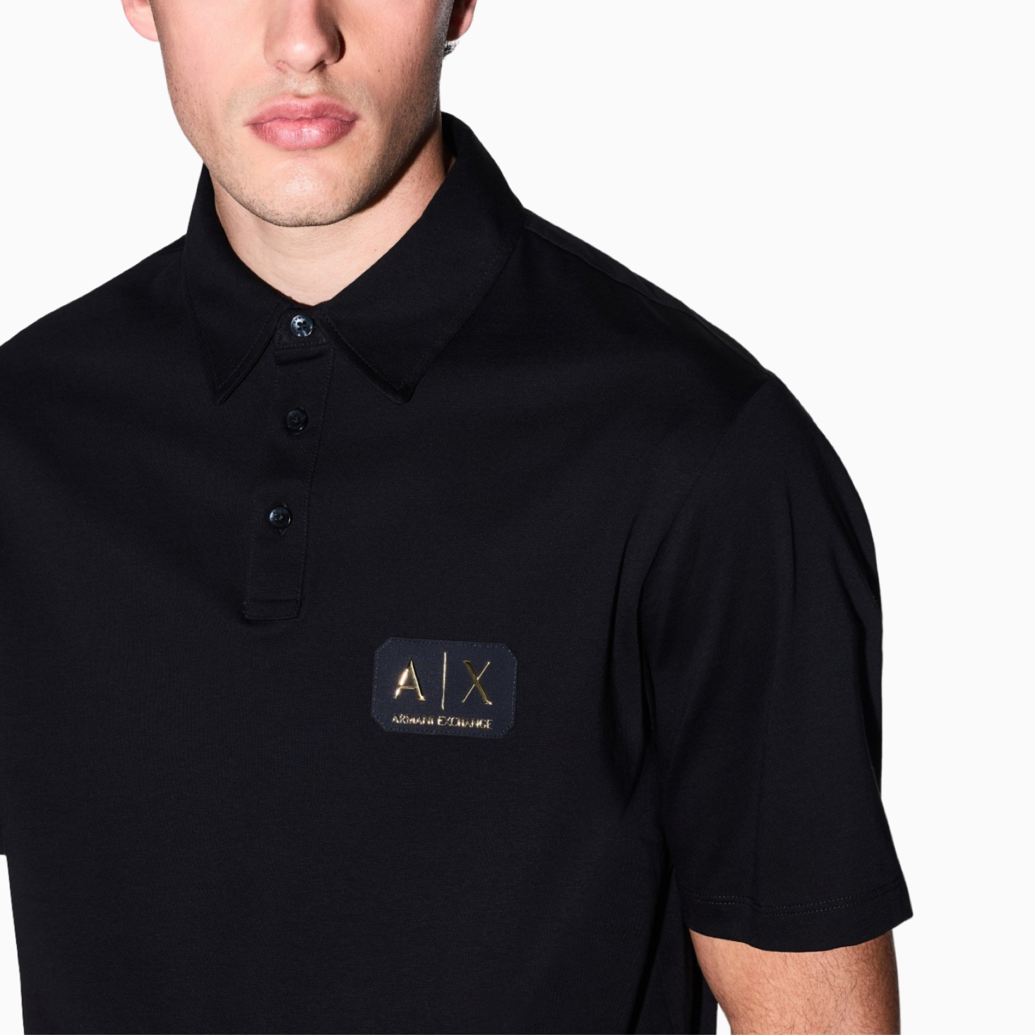 Мъжка черна поло тениска Armani Exchange Men Polo XM002232 AF10364 UC001 Close-Up