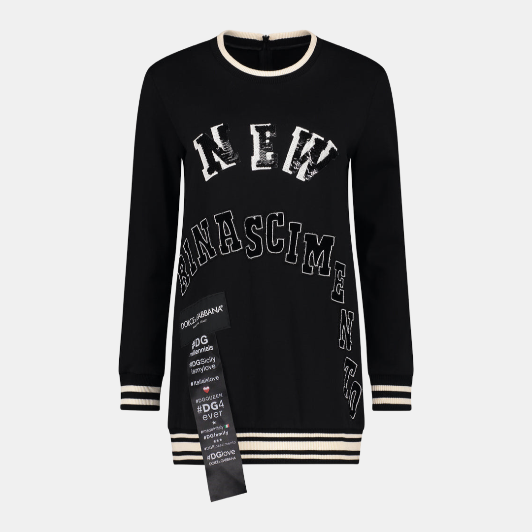 Дамски черен пуловер Dolce & Gabbana #DG Milennials Women Sweater
