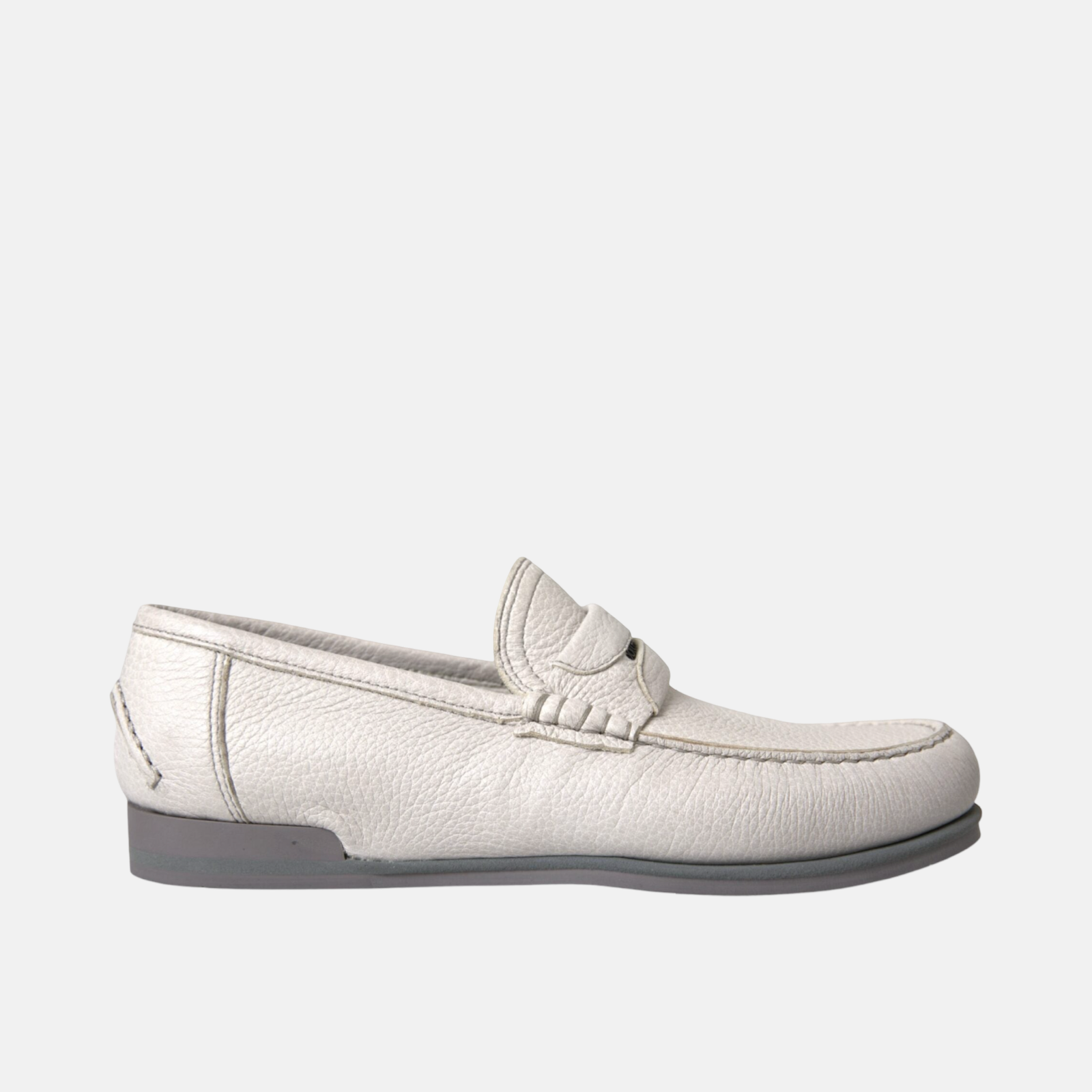 Мъжки мокасини Dolce & Gabbana White Gray Leather Men Loafers Medial View