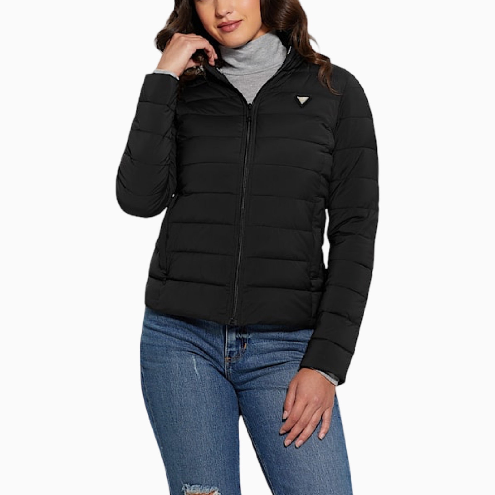 Дамско черно яке Guess Women Jacket V4YL04 WF3X0 Front View