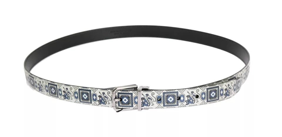 Подаръчна кутия с кожен колан с бяла и синя копринена папийонка Dolce &amp; Gabbana