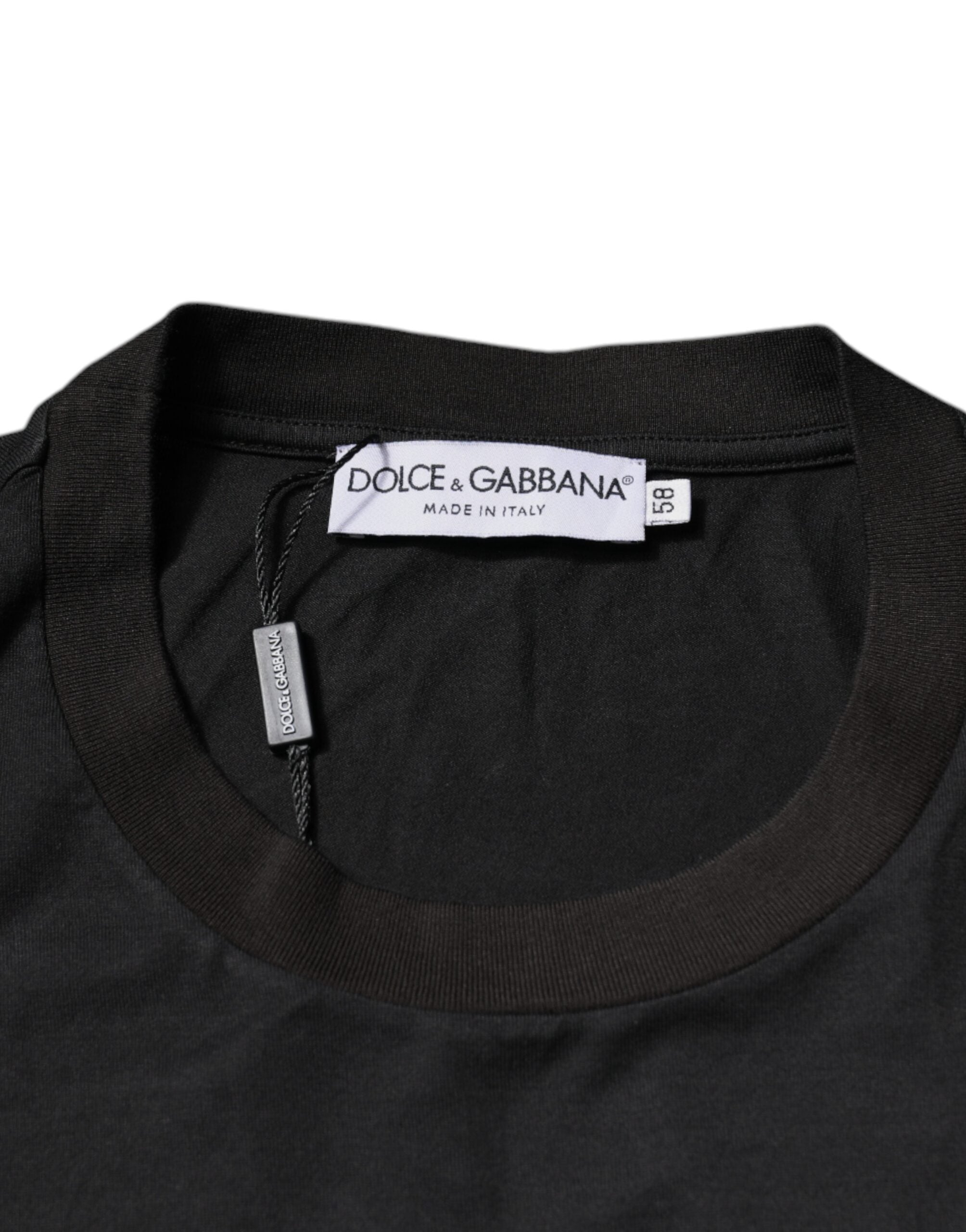 Тениска Dolce &amp; Gabbana с черно лого и кръгло деколте с къси ръкави