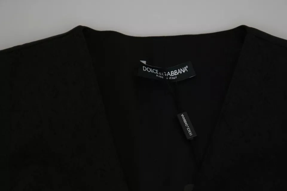 Dolce &amp; Gabbana черна дантелена жилетка, тънка жилетка, копринено горнище