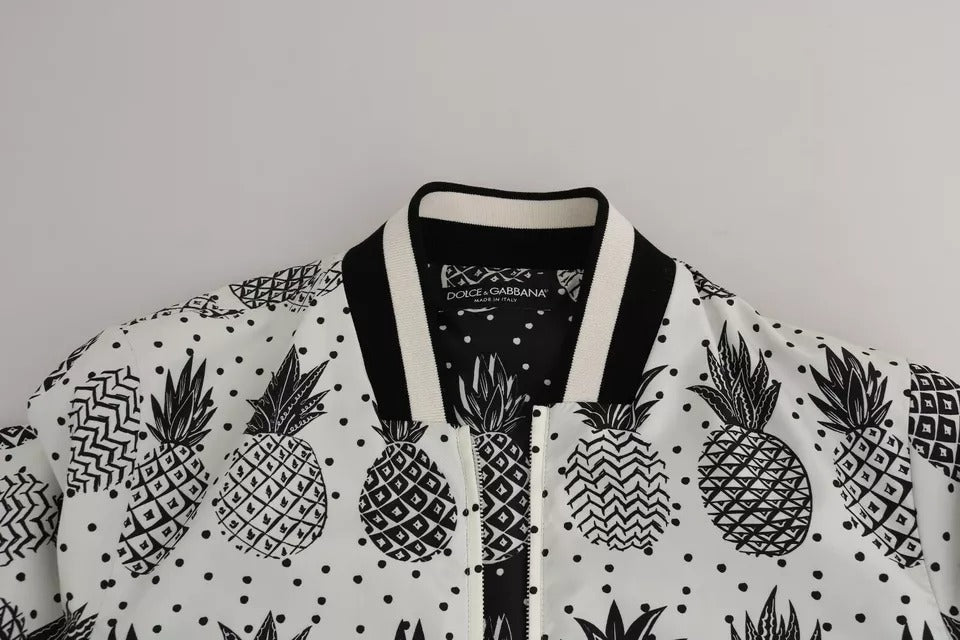 Dolce &amp; Gabbana Бяло яке с черен ананас бомбър