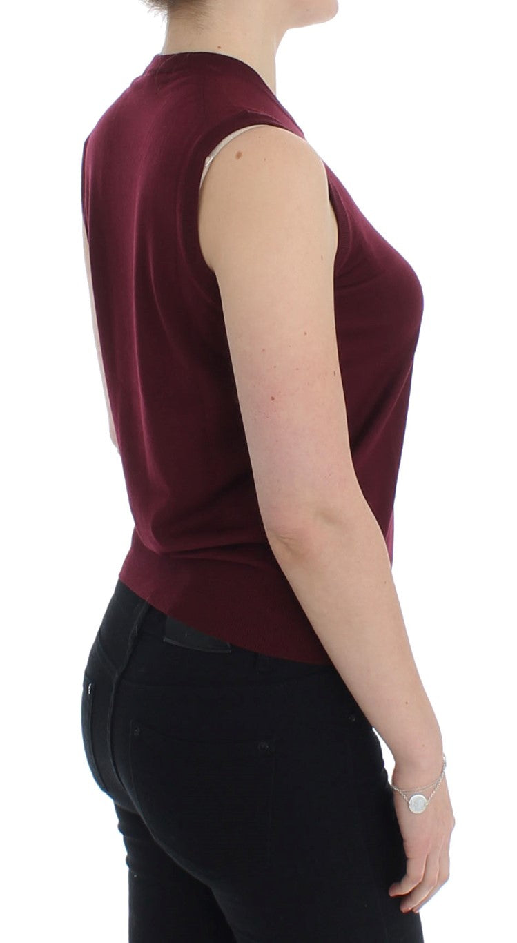 Елегантен червен вълнен пуловер без ръкави Dolce &amp; Gabbana