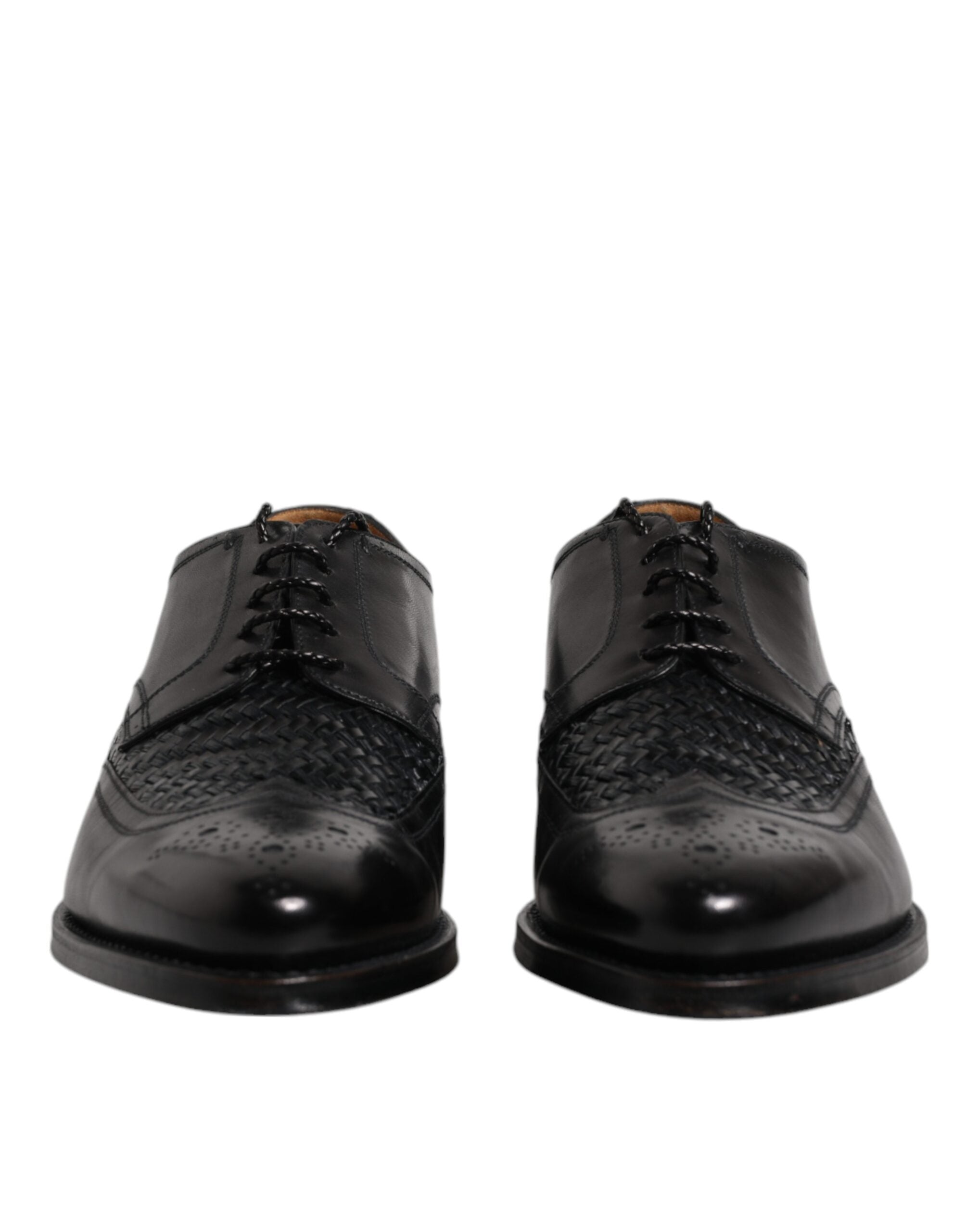 Dolce &amp; Gabbana черни кожени дерби обувки Wingtip с връзки и официални рокли