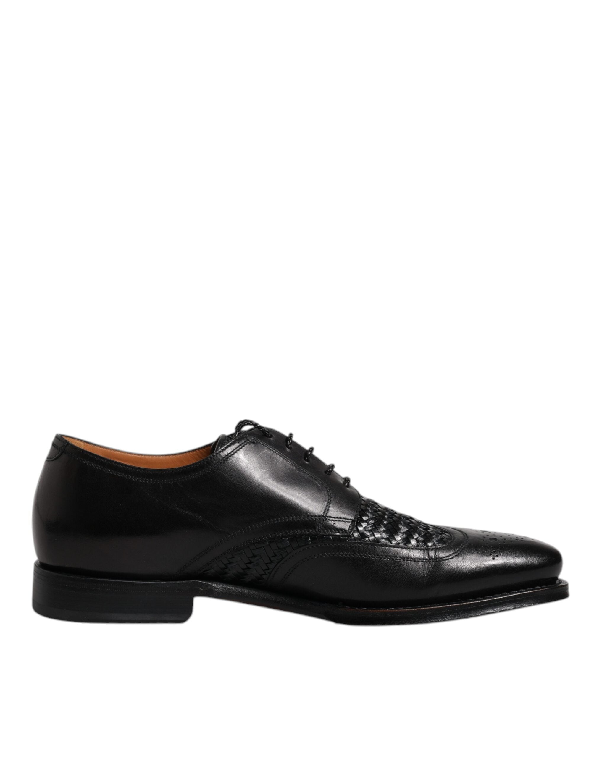 Dolce &amp; Gabbana черни кожени дерби обувки Wingtip с връзки и официални рокли