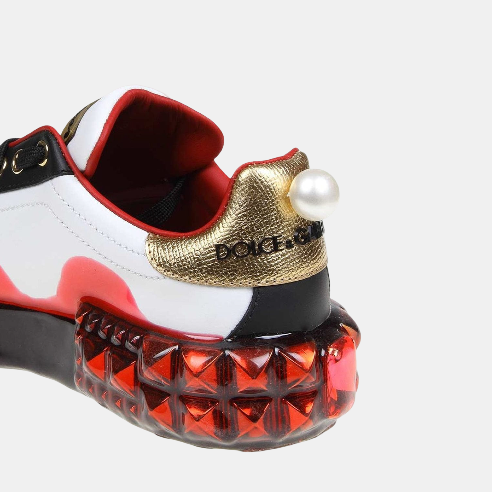 Dolce & Gabbana Portofino Melt Crystals Women Sneakers Heel View