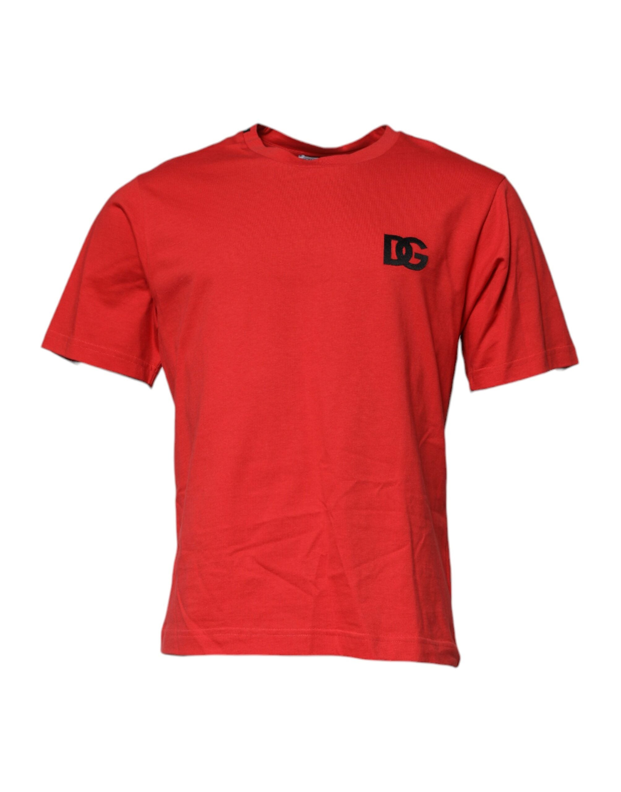 Памучна тениска с кръгло деколте Dolce &amp; Gabbana Red DG Logo Patch