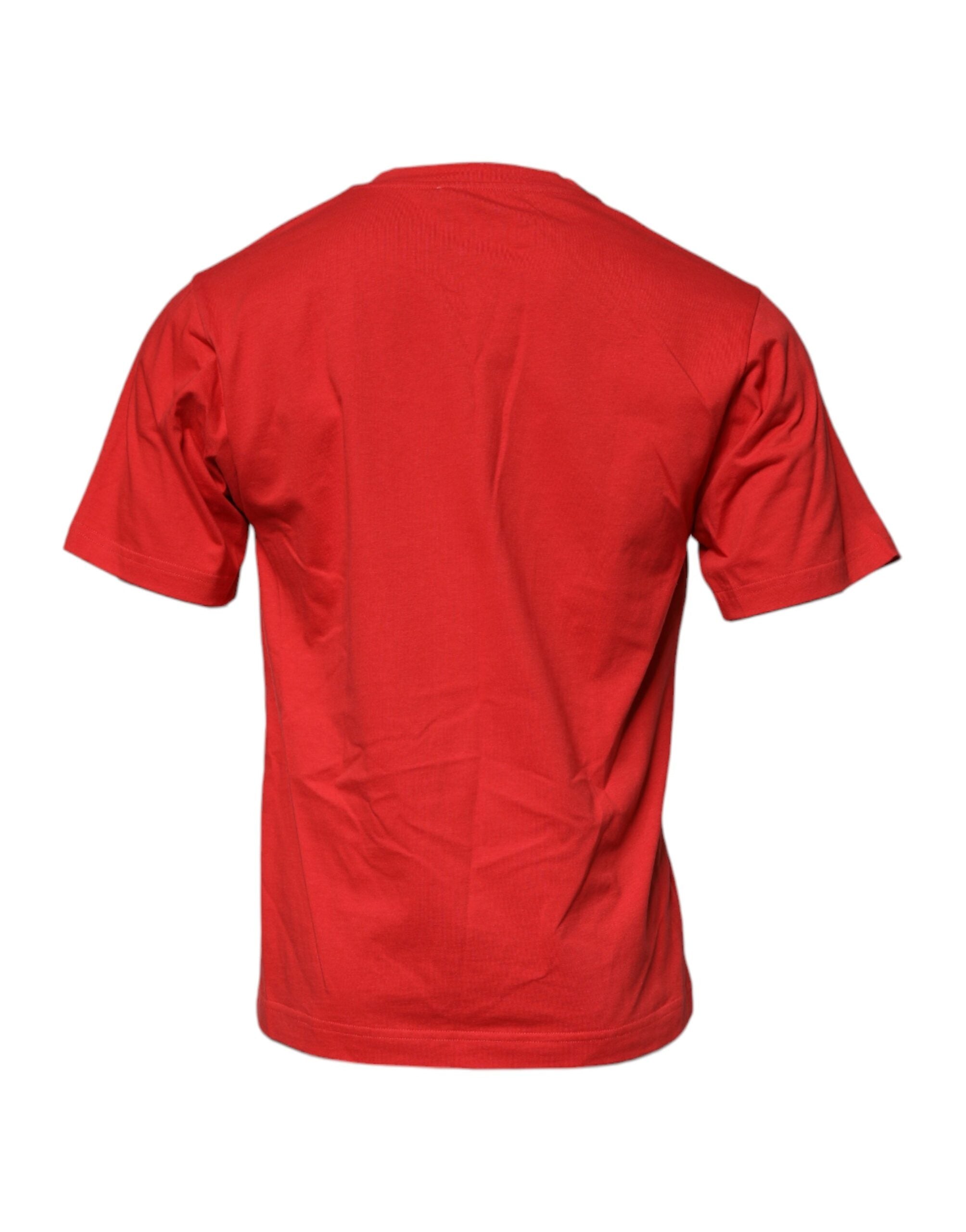 Памучна тениска с кръгло деколте Dolce &amp; Gabbana Red DG Logo Patch