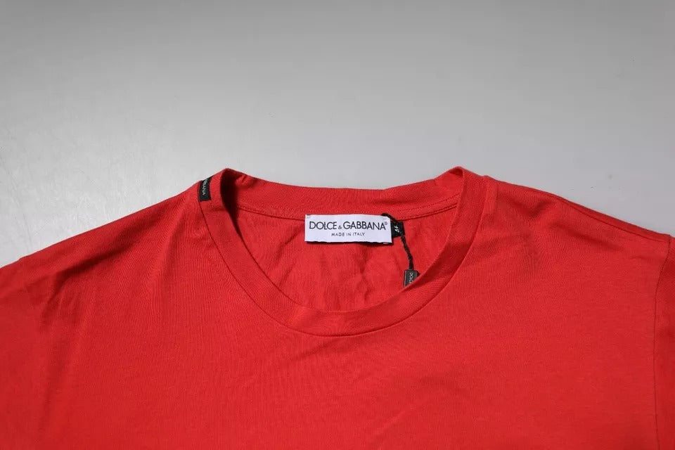 Памучна тениска с кръгло деколте Dolce &amp; Gabbana Red DG Logo Patch