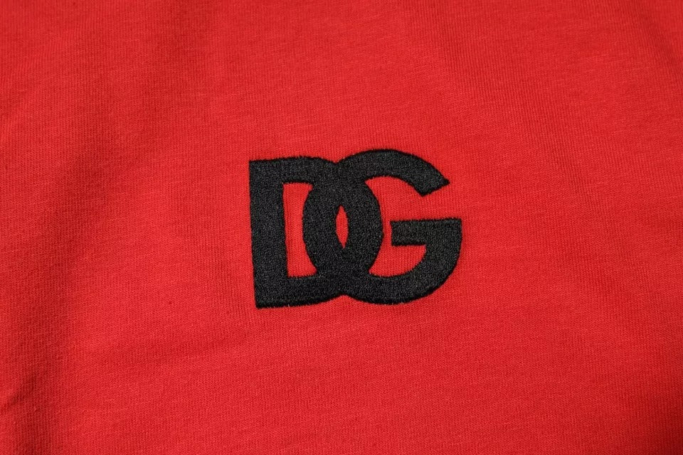 Памучна тениска с кръгло деколте Dolce &amp; Gabbana Red DG Logo Patch