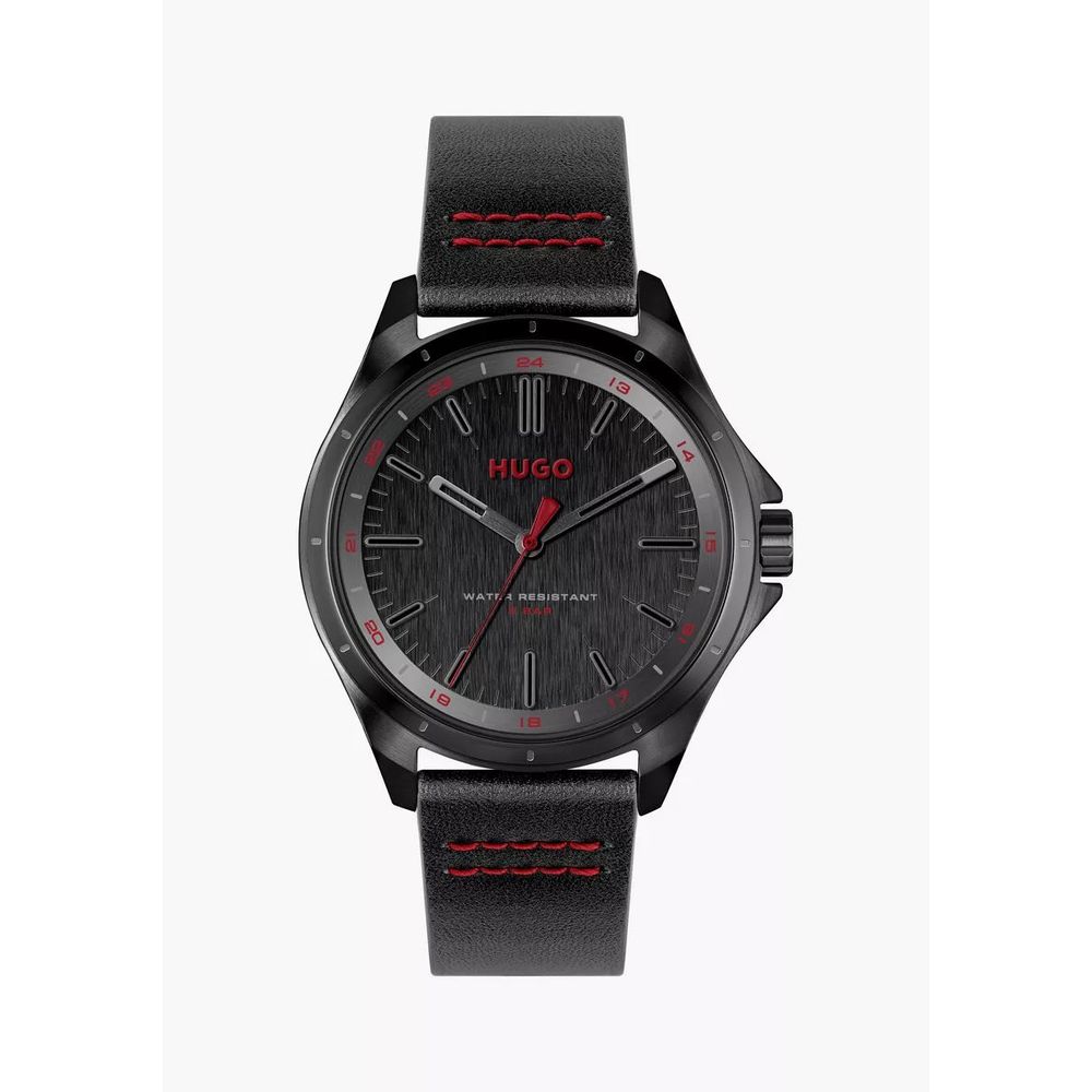 Черен кожен часовник Hugo Boss