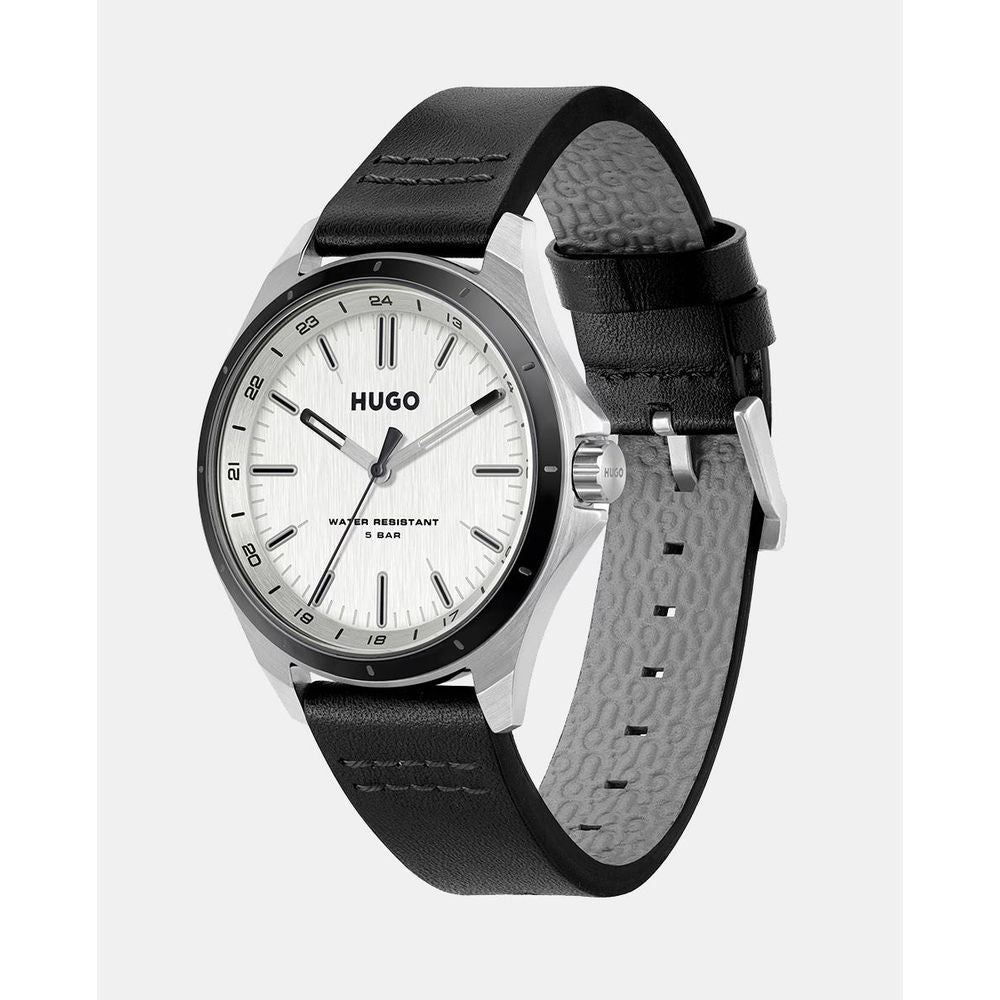Черен кожен часовник Hugo Boss