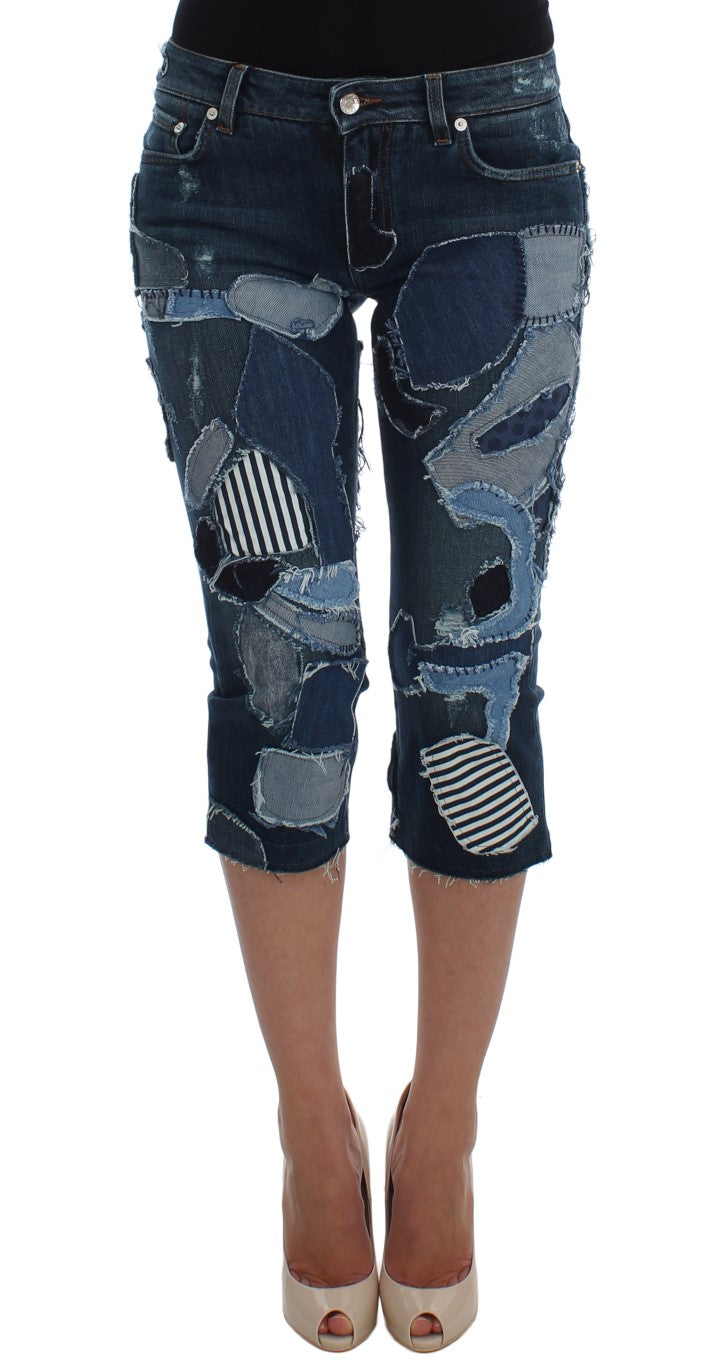 Dolce &amp; Gabbana Chic Blue пачуърк дънкови шорти